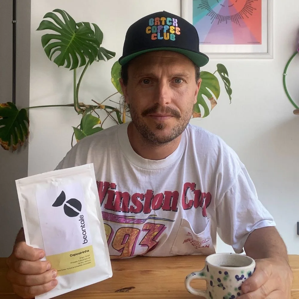 Tom trying out beantale coffee roasters