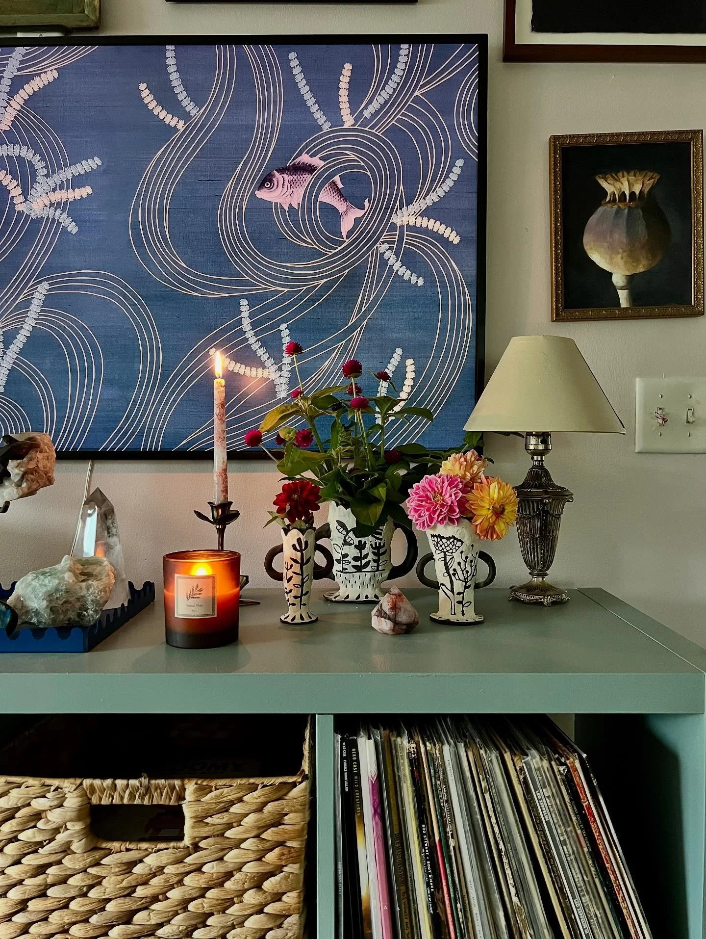 Late summer blooms from the yard in some of our favorite sgraffito vases by @smallideasstudio . #jacksdaughtersathome