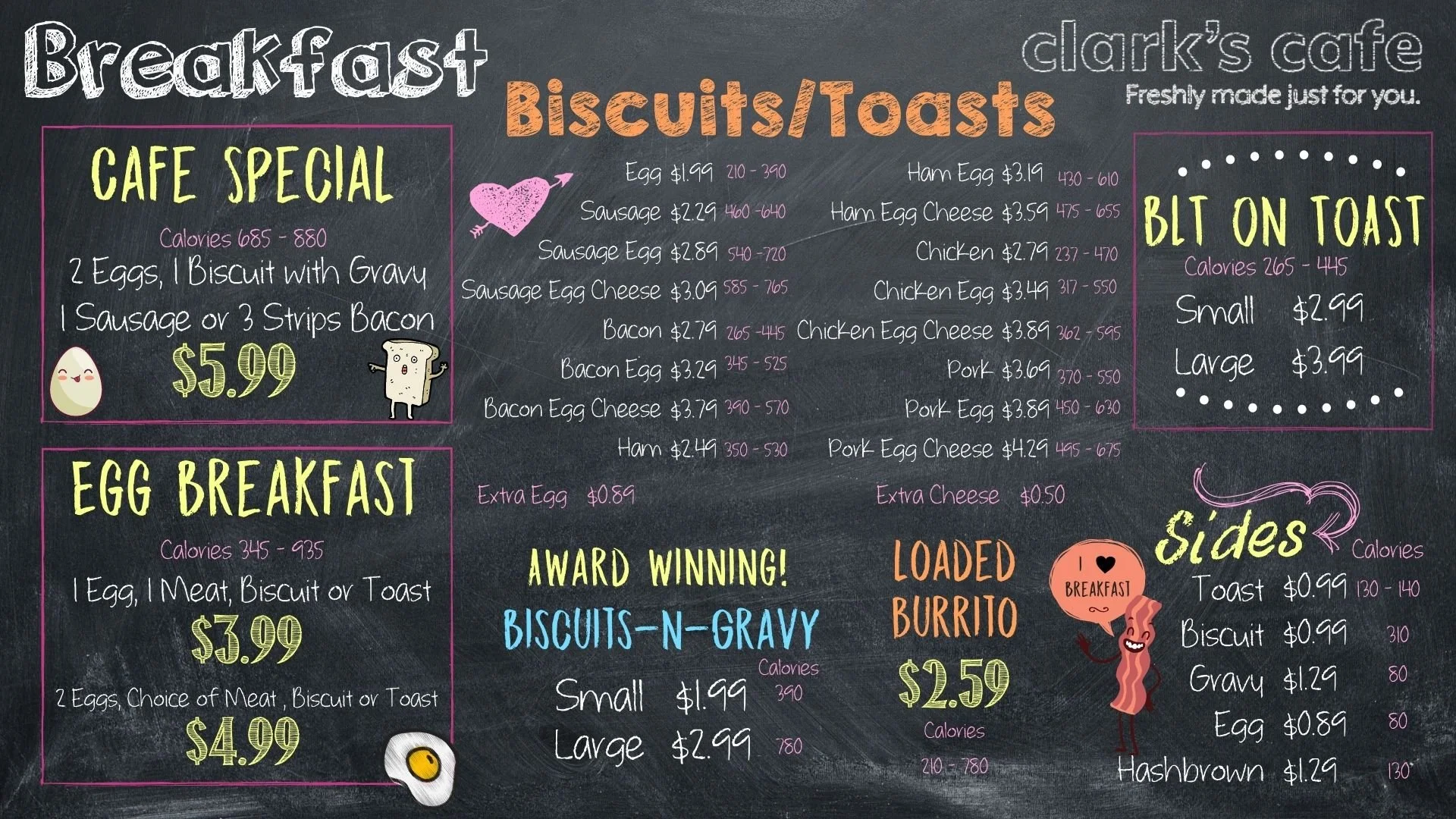 Clark's Cafe Menu — Clark's