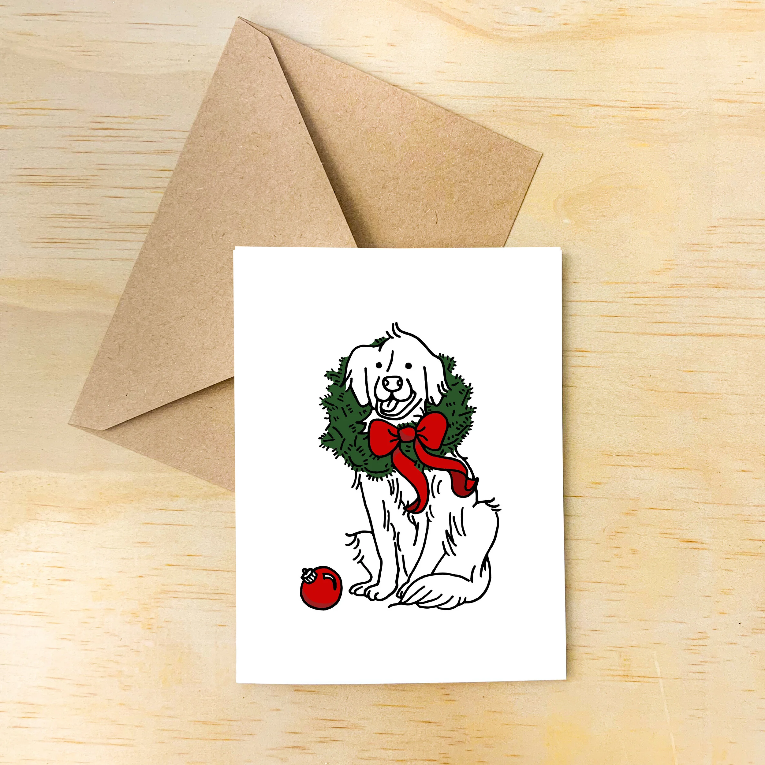 Festive Pup, Printed Greeting Card Set (A2)