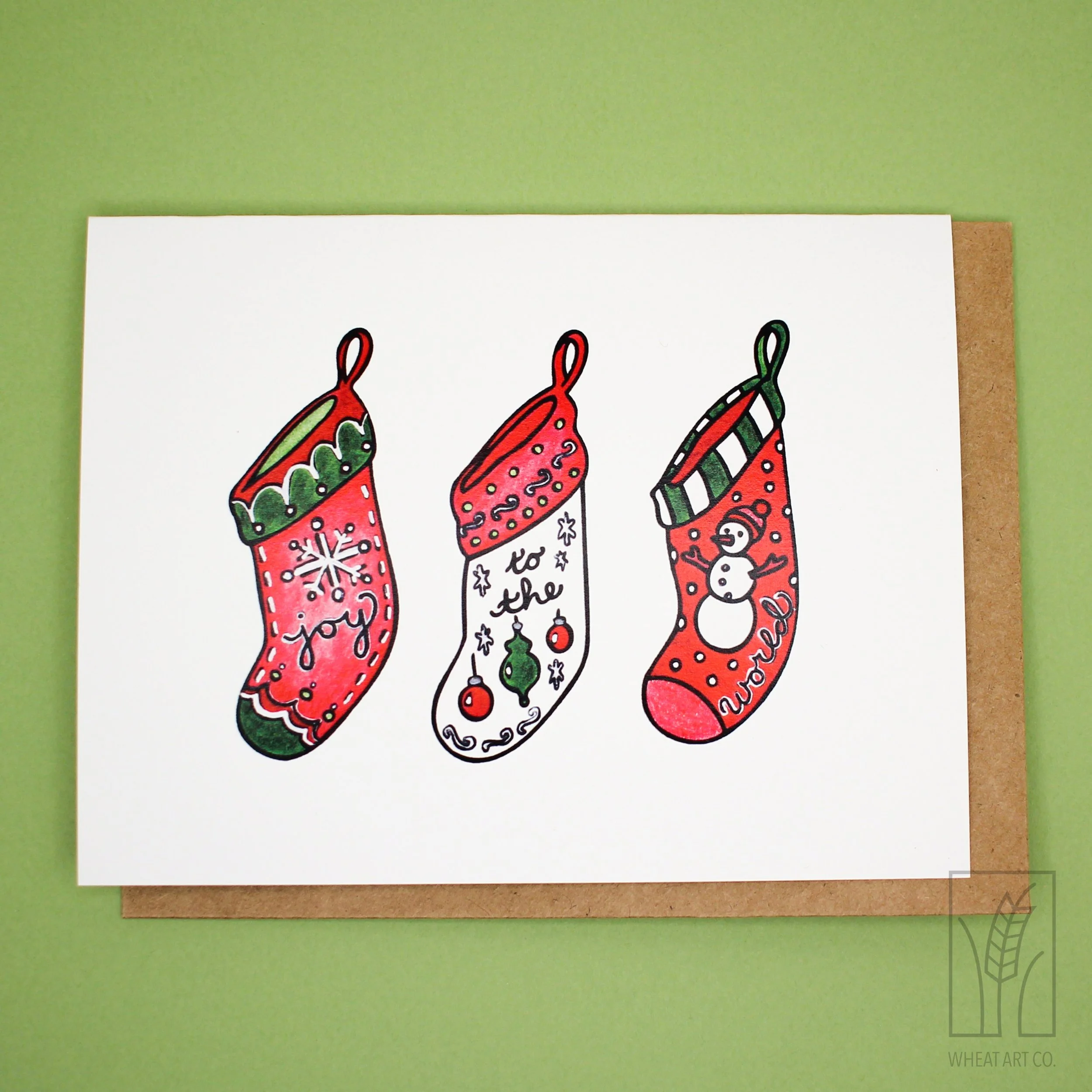 Christmas Stockings, Printed Greeting Card Set (A2)