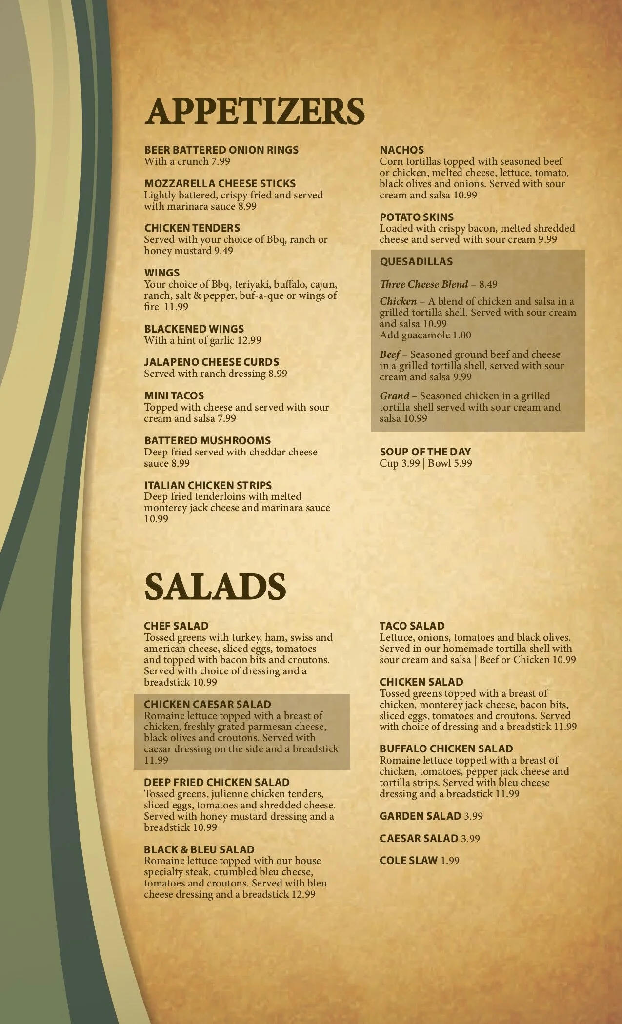 LUNCH/DINNER MENU Hidden Haven Golf Club 18 Hole Championship Golf