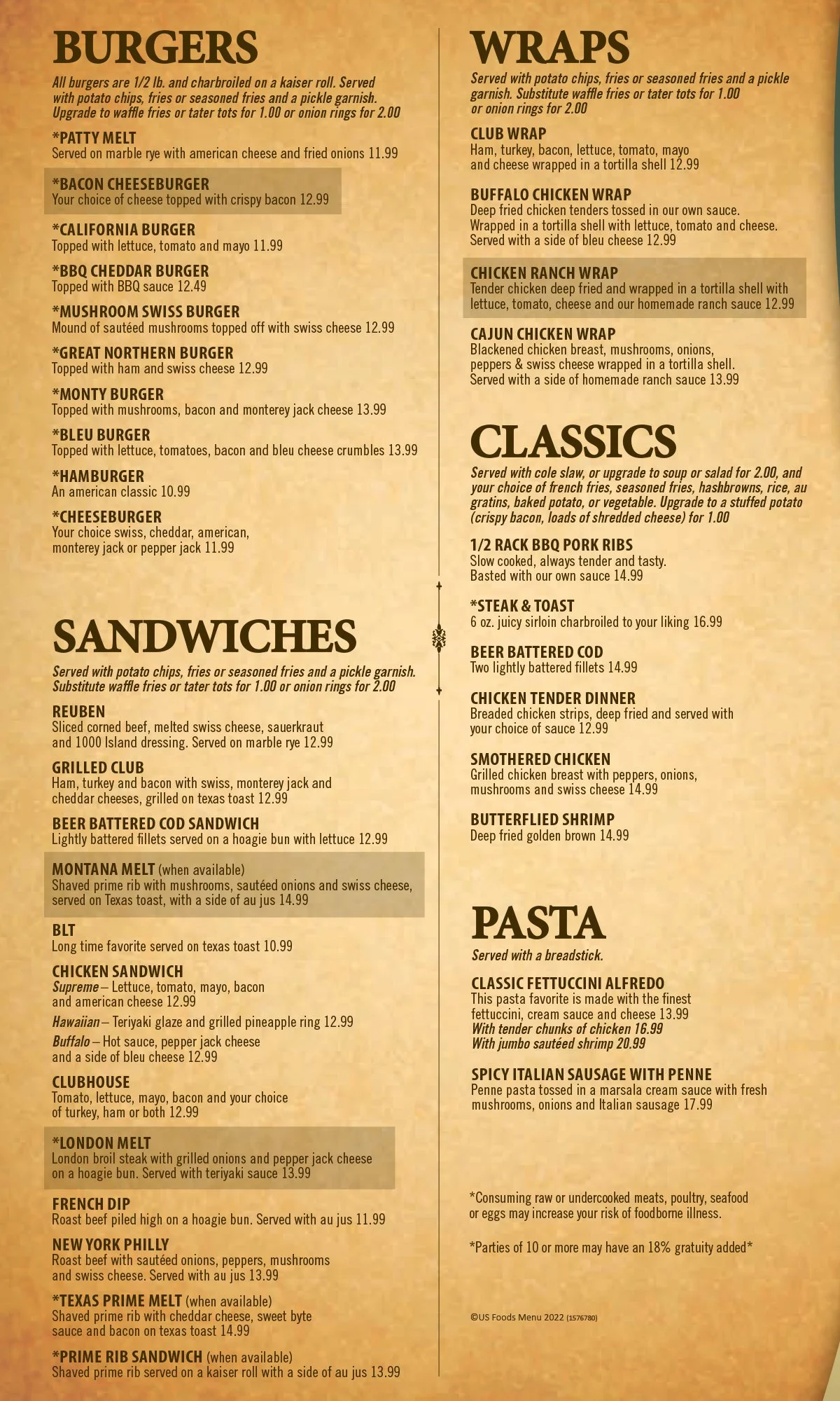LUNCH/DINNER MENU Hidden Haven Golf Club 18 Hole Championship Golf