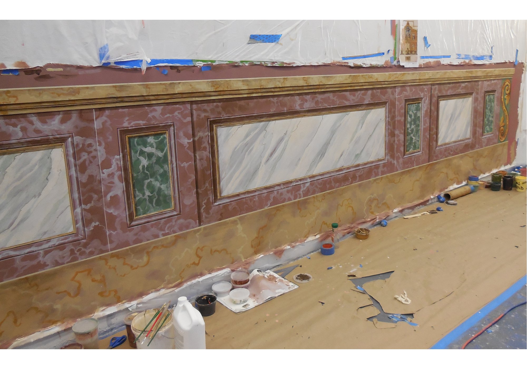 Faux Marble Reredos Mural for Church, for Evergreen Arch. Arts