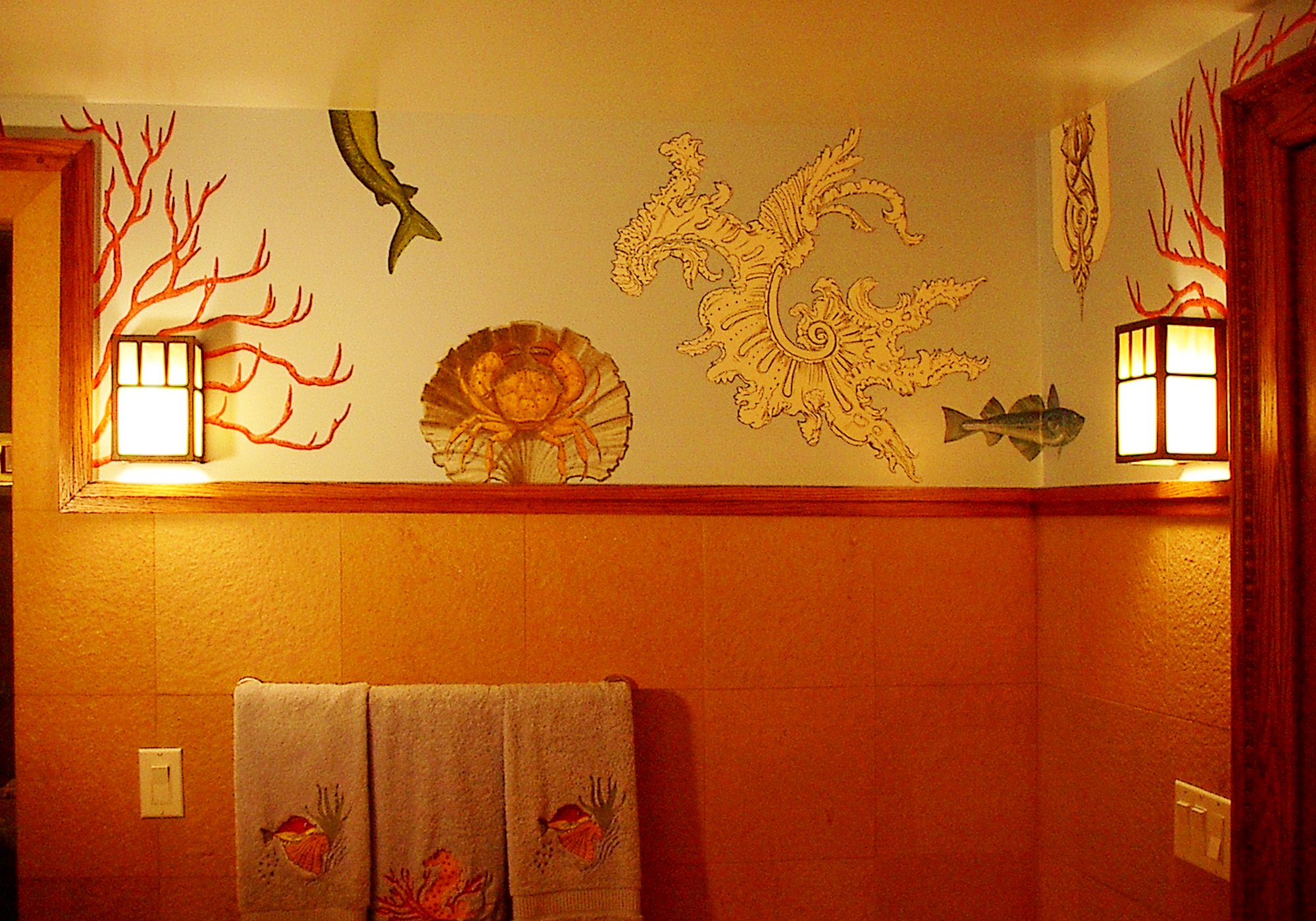 Aquatic Themed Murals for Sauna Room, Private Residence, NYC