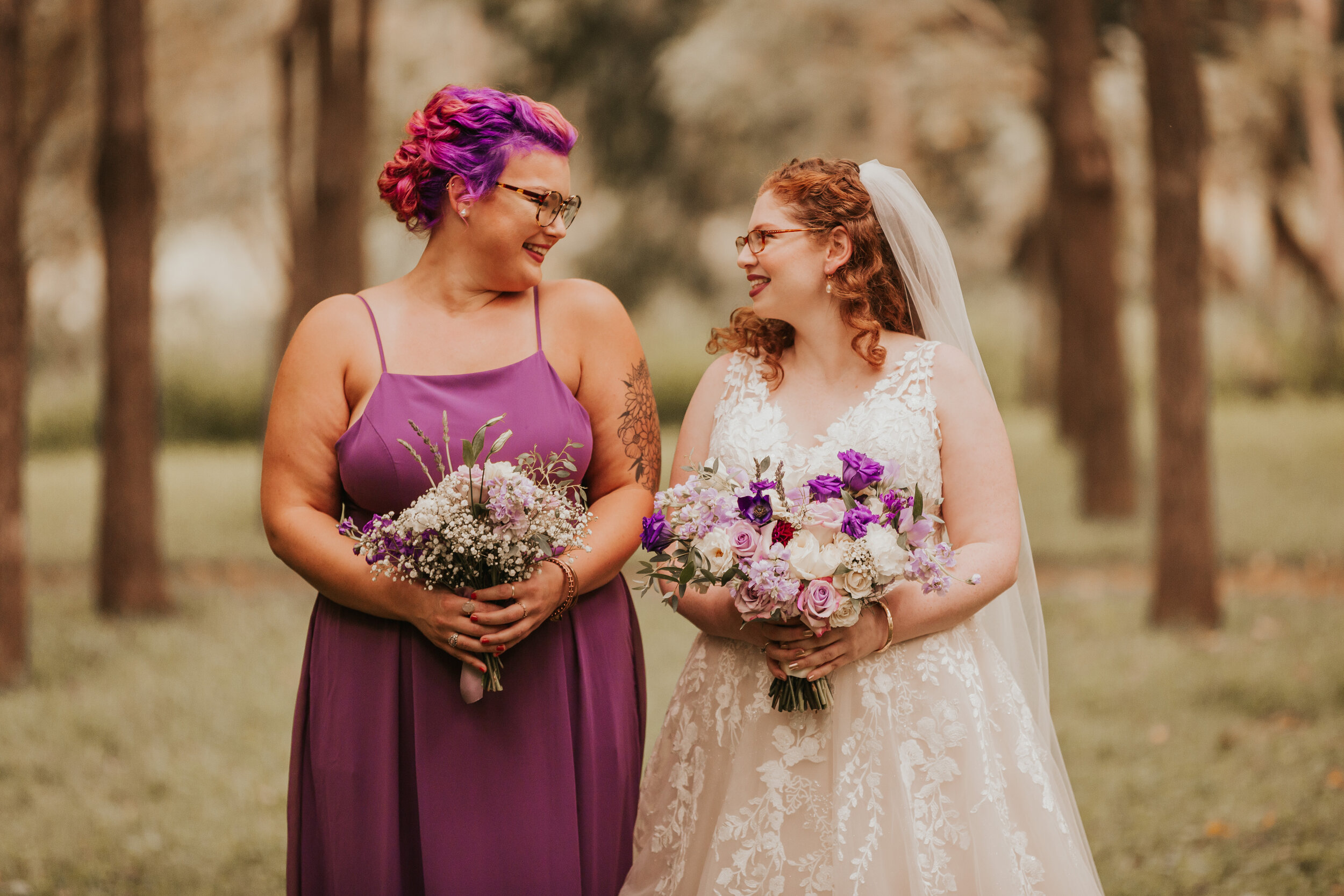 Natural curl updo on bride and bridesmaid in Leesburg Virginia Wedding 