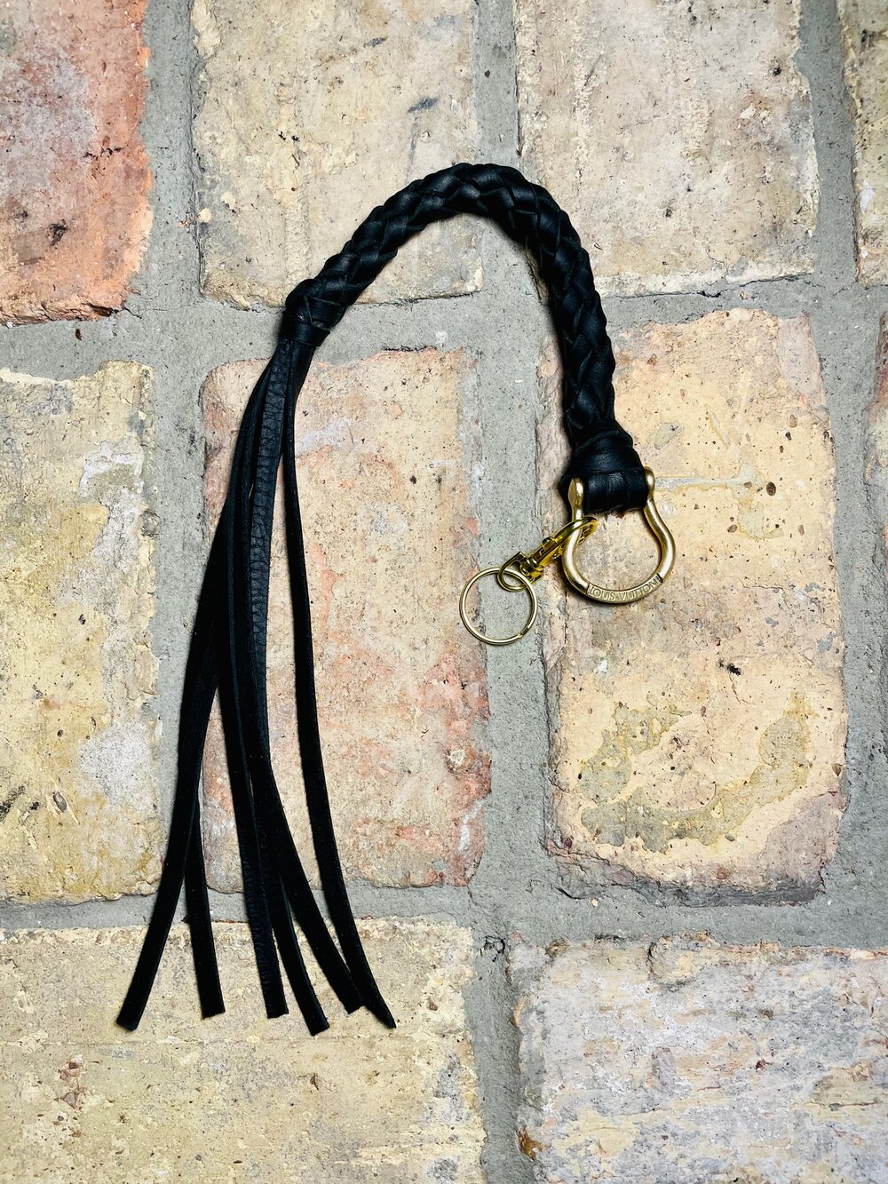 Black braided LV keychain — Classic Boho Bags