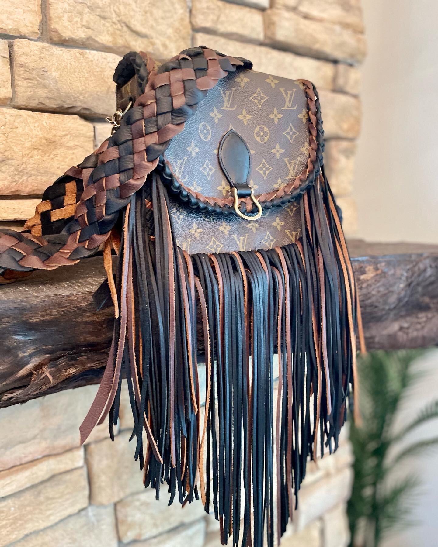 The Austin Bag Large Brown/Tan with Beads — Classic Boho Bags