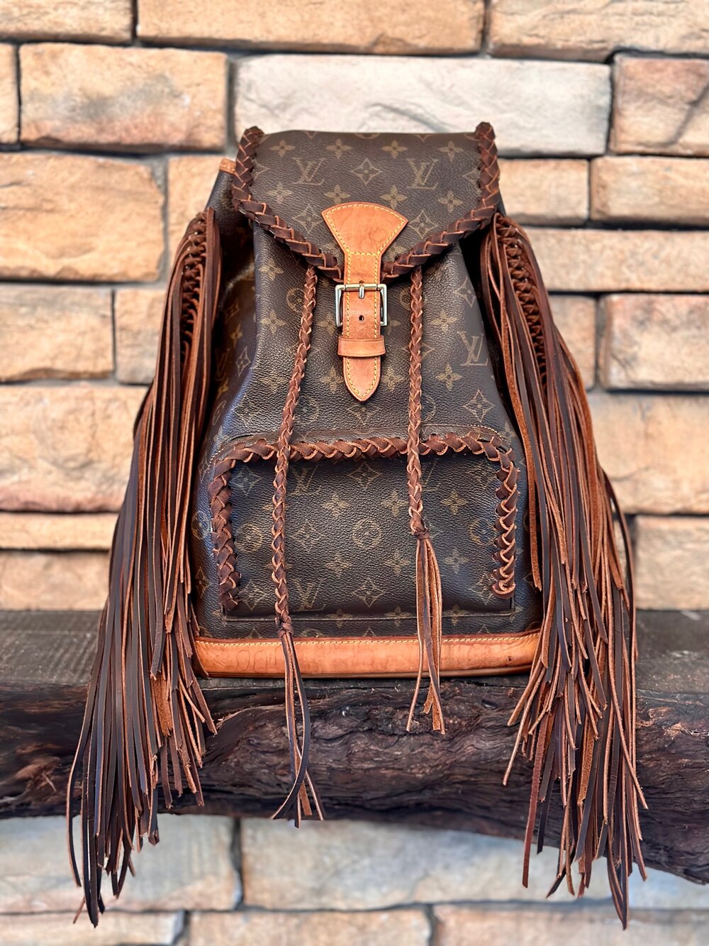 The Backpack Large Brown Short Fringe — Classic Boho Bags