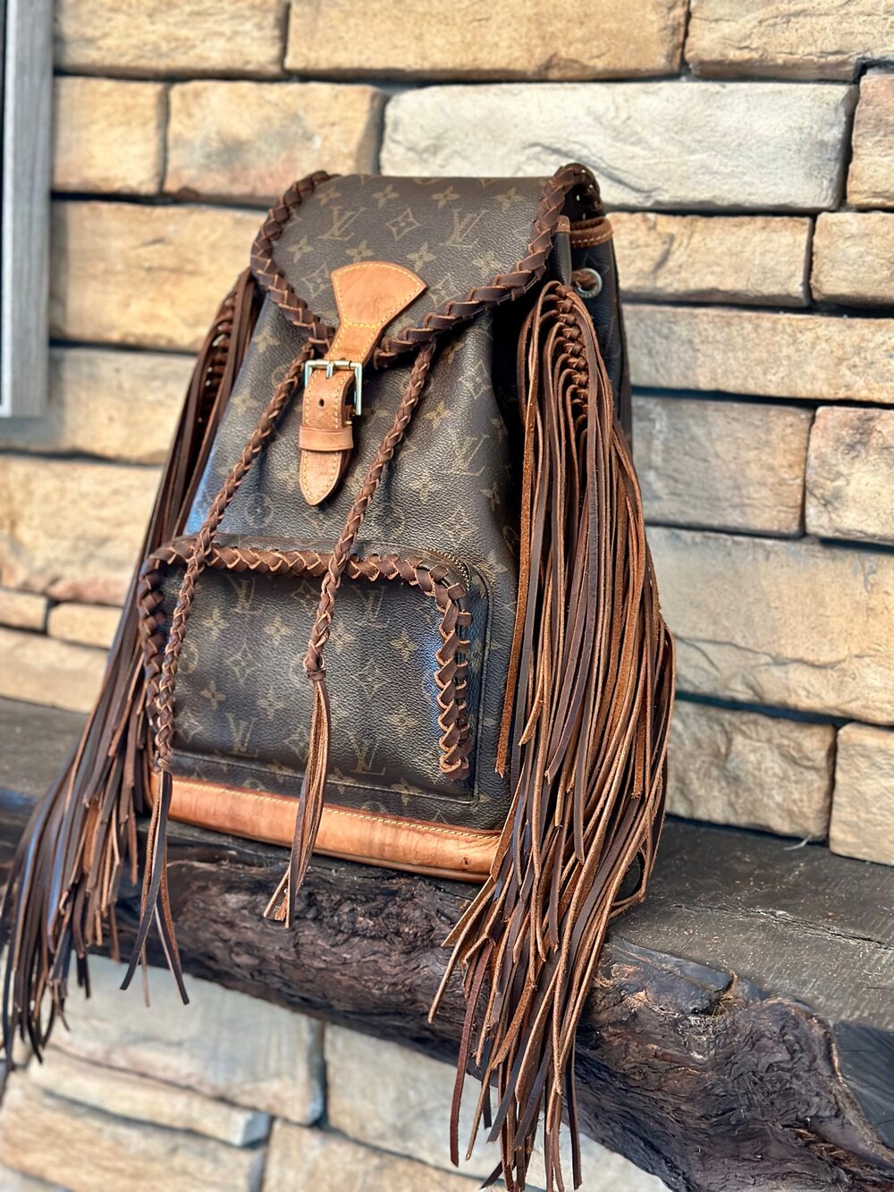The Backpack Large Brown Short Fringe — Classic Boho Bags