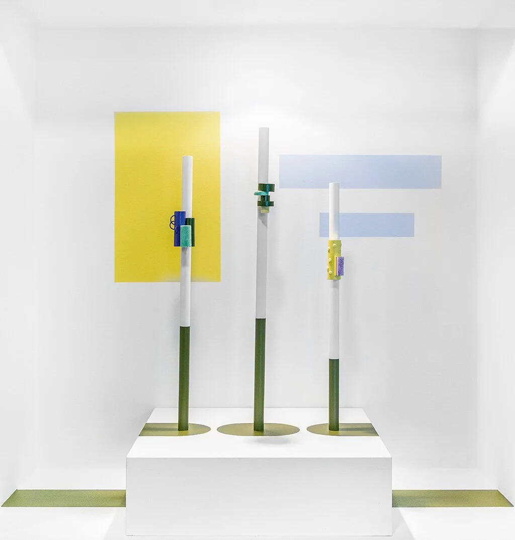 Shelbey Dodds Three-Phase , 2019 Powdercoated brass, sterling silver, flock, steel Single Phase , 2019 Powdercoated brass, steel It’s a Phase , 2019 Powdercoated brass, pigmented hydrostone, flock, steel