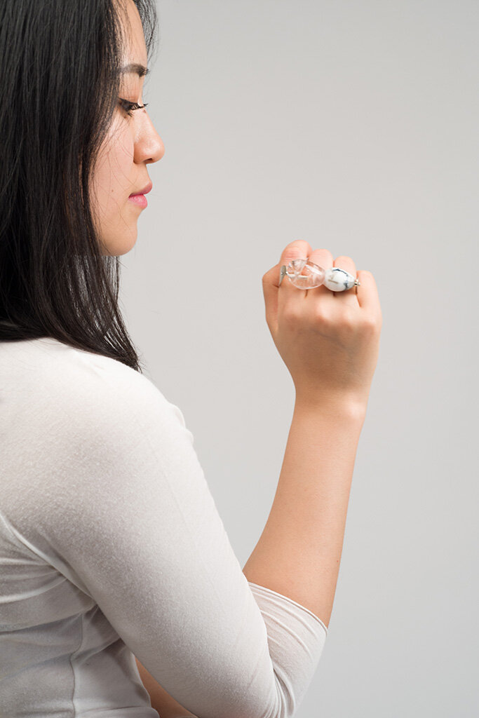 Flesh and Stone Ring, 2016 Lamp-worked glass, sterling silver Image by Grace Laemmler