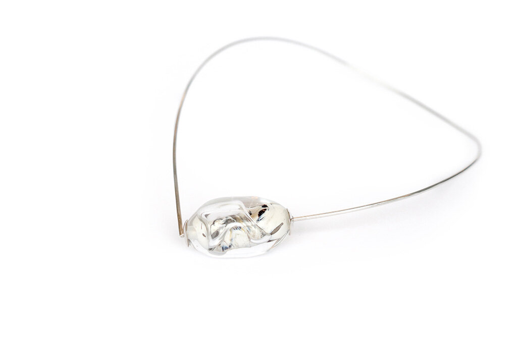 Stone Bodies 04 Neckpiece, 2017 Lamp-worked glass, sterling silver