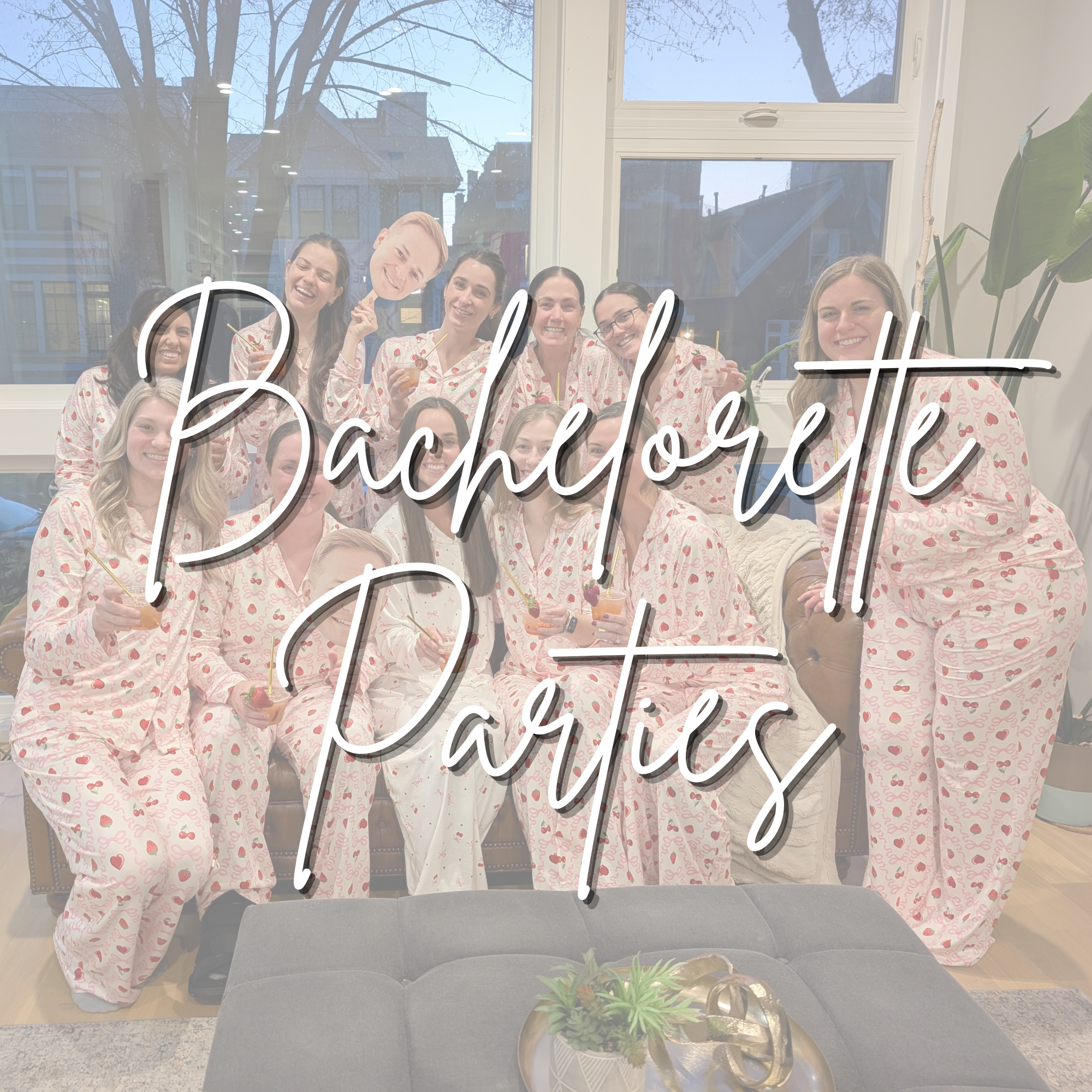 Bachelorette group celebrating together at a private Chicago gathering