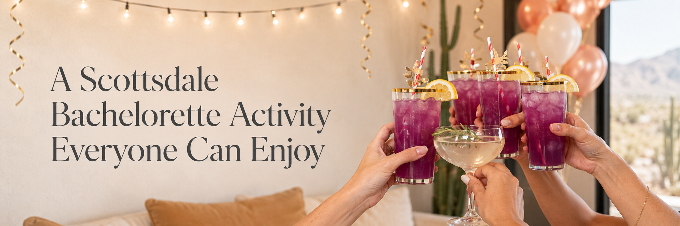 Purple cocktails prepared for a Scottsdale bachelorette celebration