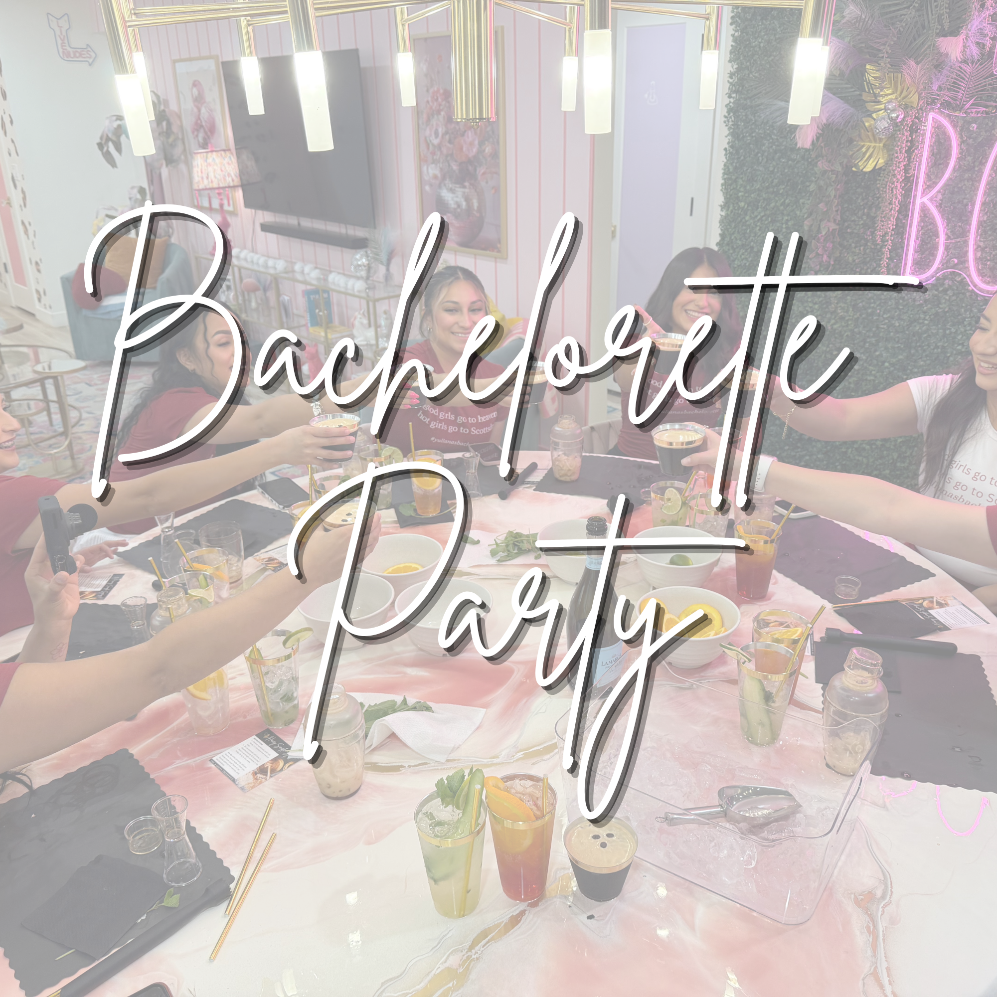 Scottsdale bachelorette group creating cocktails