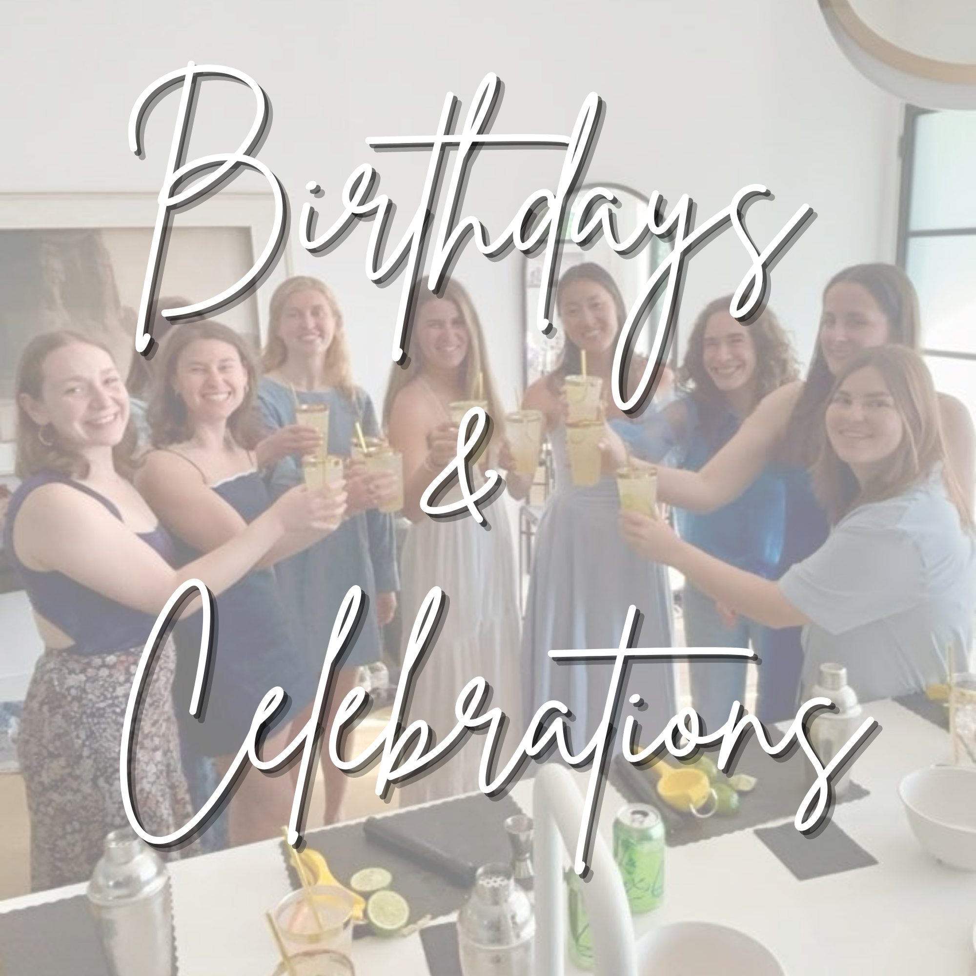 Friends enjoying a private birthday cocktail-making experience