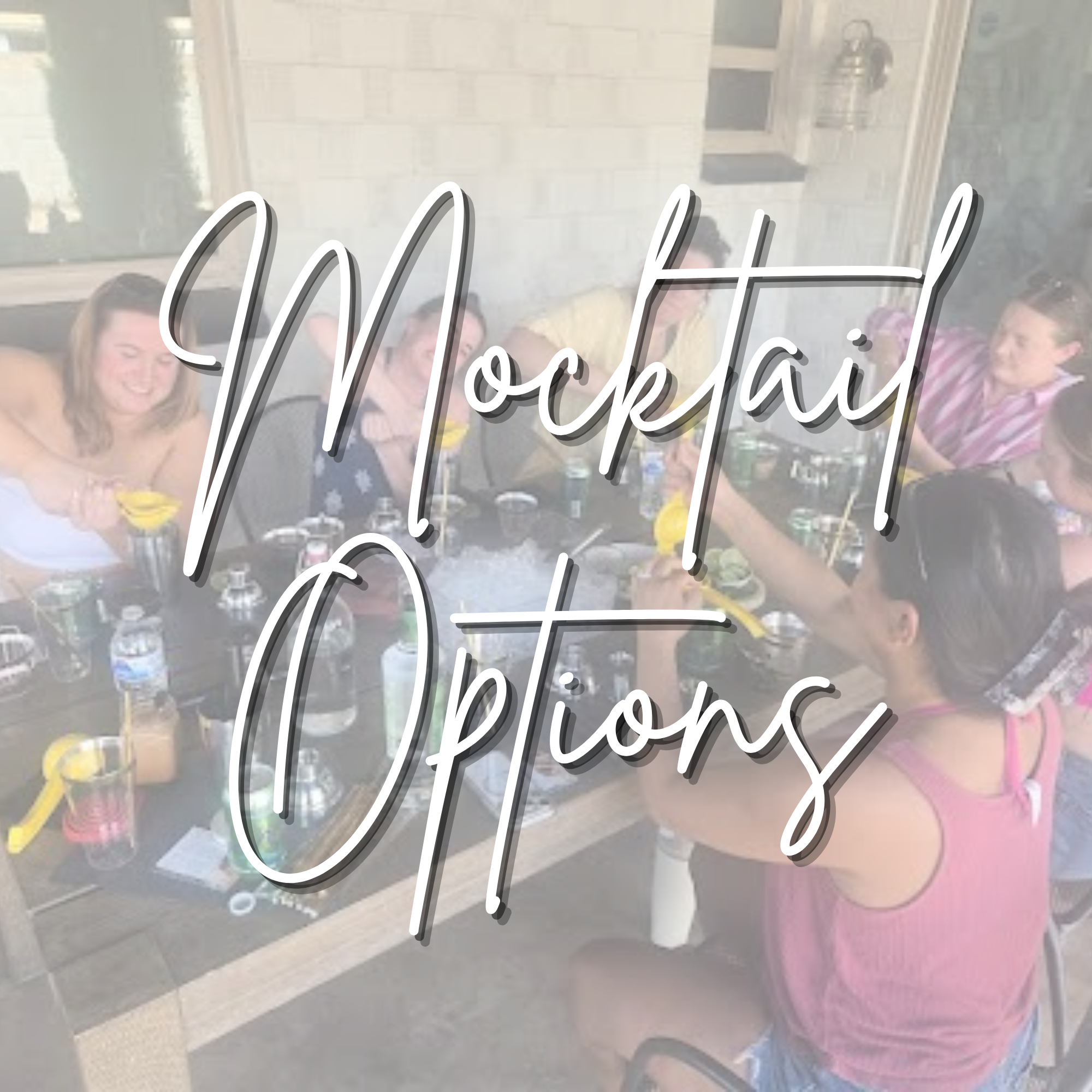 Cocktail and mocktail options prepared for a private group class