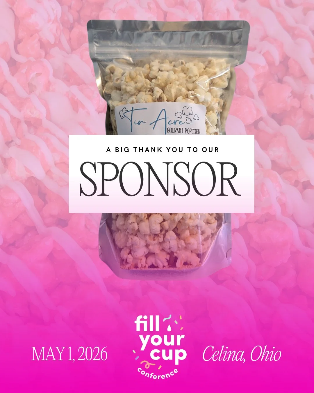🎉 SPONSOR SPOTLIGHT 🎉 Thank you to @tinacregourmetpopcorn for sponsoring the #FillYourCupConference and sharing your delicious treats with us this year! We are already drooling just thinking about it! 😍🍿

Tin Acre is a female-owned and operated g