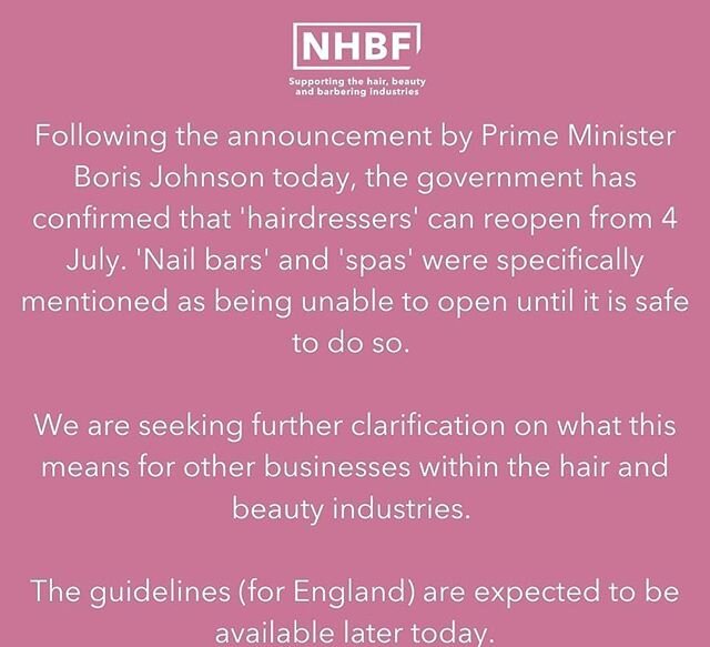 Unfortunately beauty is not allowed back just yet. Just to let you all know as soon as we get the go ahead I will be armed with diary and pen ready to create beautiful lashes and brows for you 💕 miss you all very much and can&rsquo;t wait to see you