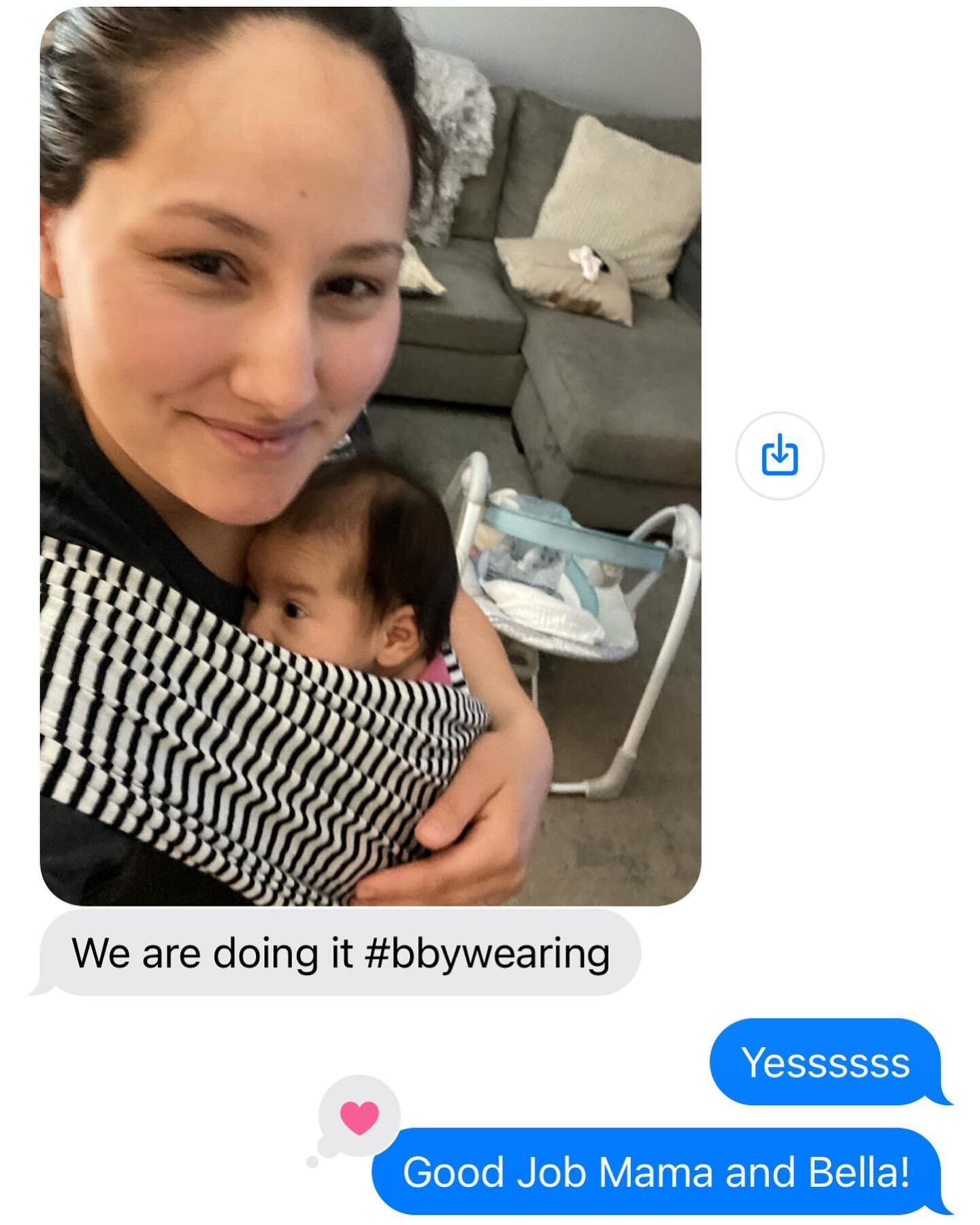 These are the text messages I LOVE receiving. Teaching  parents new skills and tricks to help them bond with their babies and make the postpartum period easier.