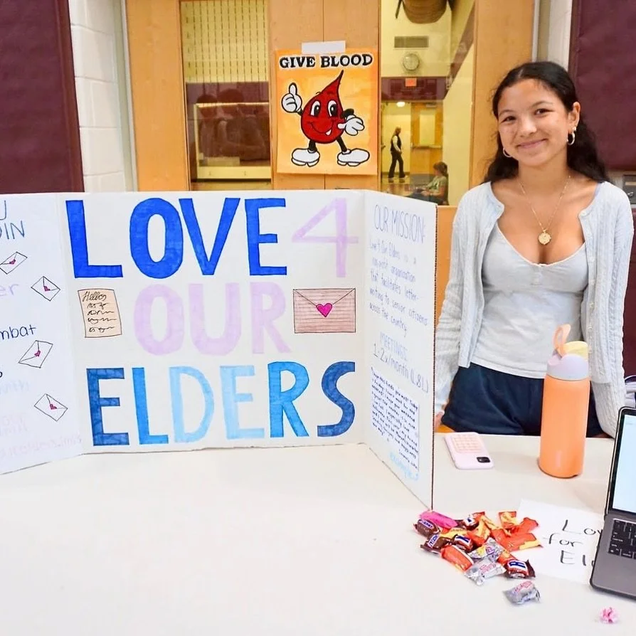 Love For Our Elders campus chapters are back at it, writing and collecting letters for older adults experiencing isolation and volunteering in local senior communities. We&rsquo;re loving this extracurricular fair display at Lower Merion High School.