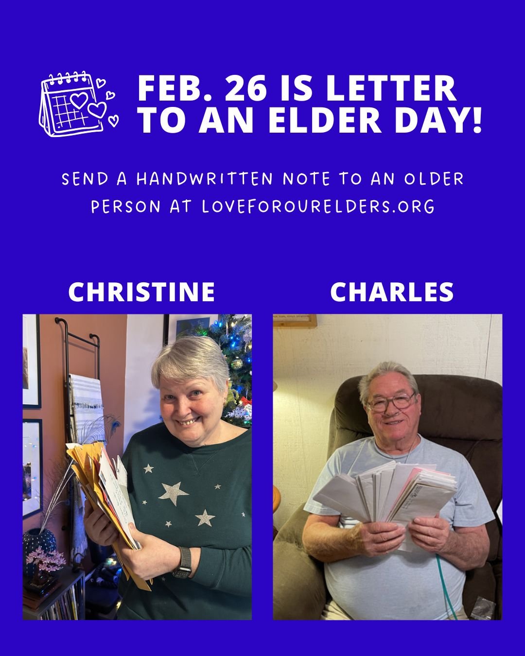 Letter to an Elder Day is on Feb. 26! Will you write a letter through Love For Our Elders?

Here's some feedback from two amazing elders we've sent letters to:

A note from Christine&rsquo;s daughter: &ldquo;Mom was so touched that so many people rea