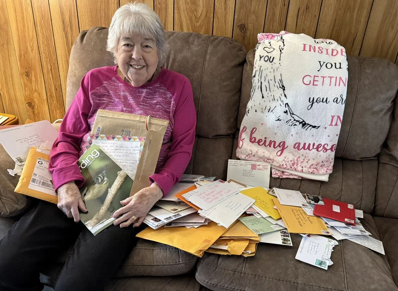 Evelyn loves her letters! She&rsquo;s from Indianapolis and just turned 90, still living on her own after losing her husband 10 years ago. After being married for more than half a century, it can be lonely to sit at home all day.

Her family shared: 