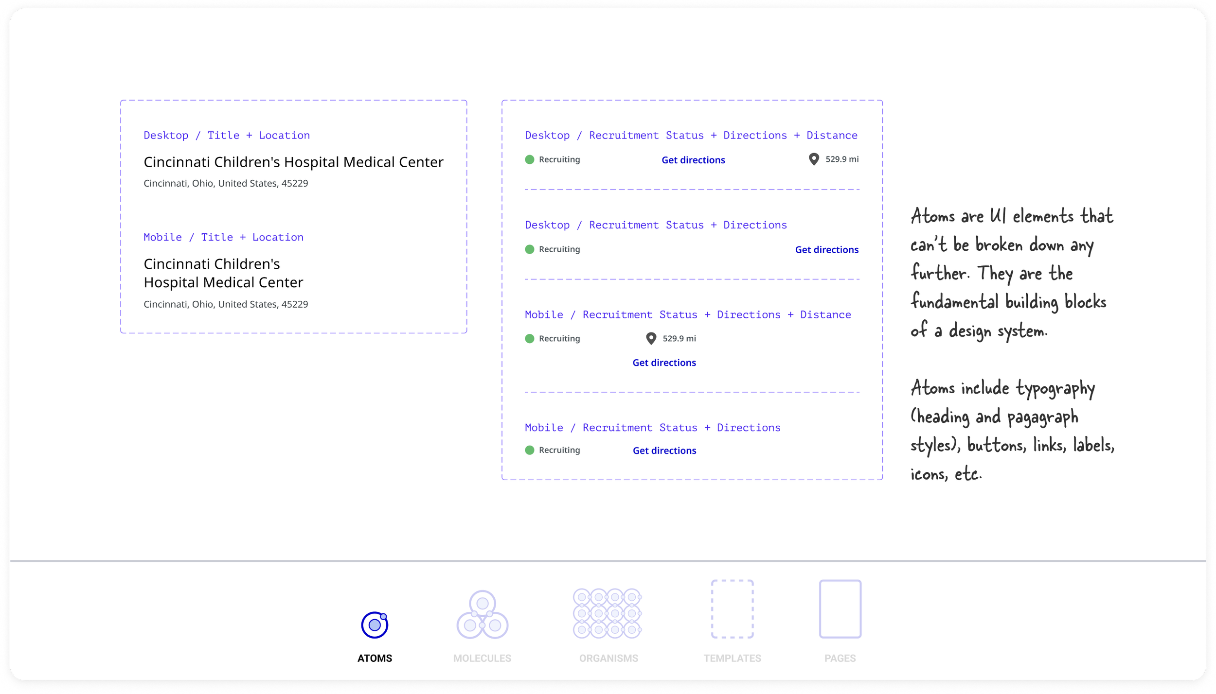 Component detail view (atoms)
