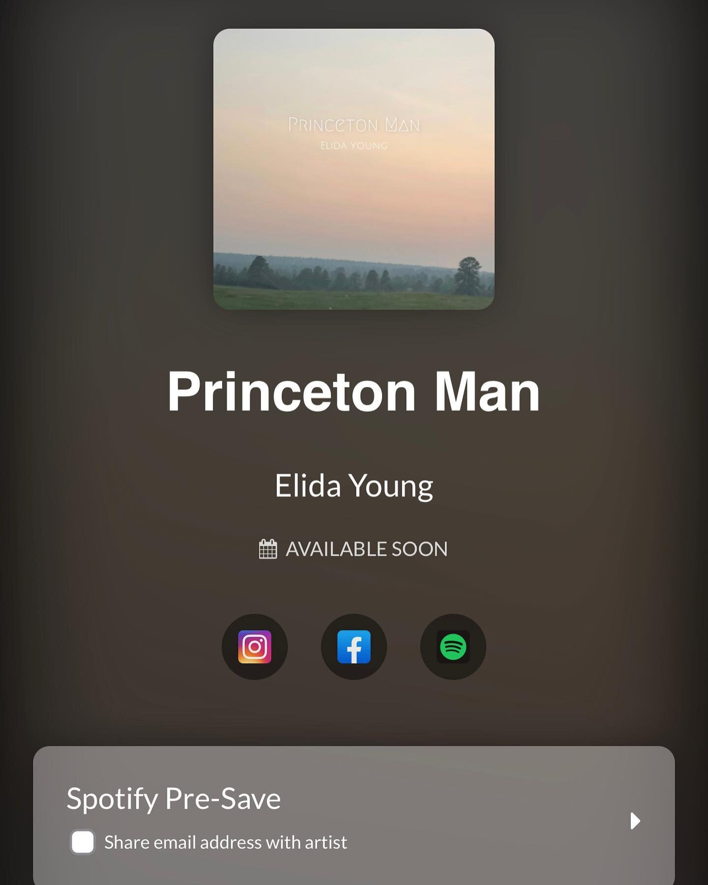 My new song Princeton Man comes out day after tomorrow! For those of you who use Spotify, be sure pre-save. Link in bio.