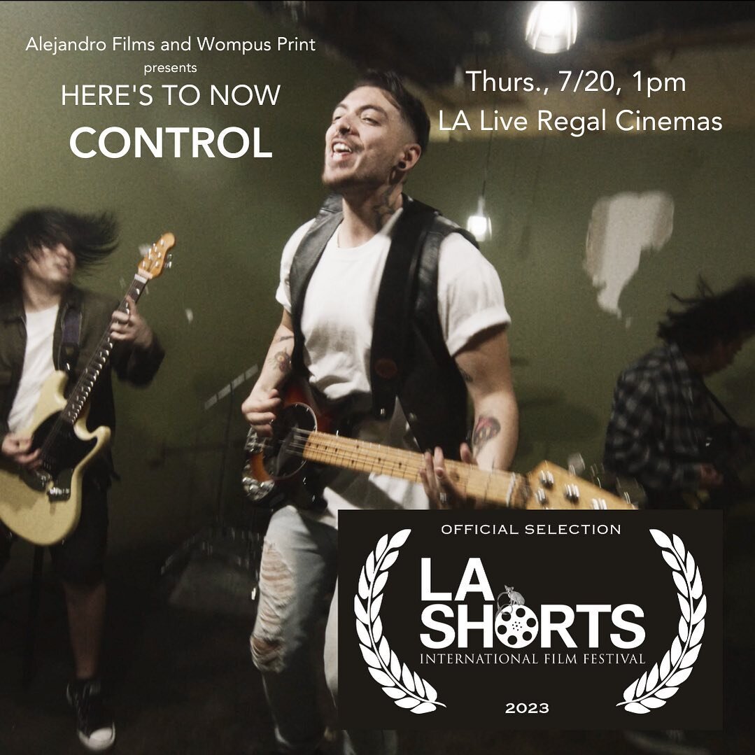 We are proud to announce that our music video CONTROL by @herestonowband and director @toddisandler is an official selection at the @lashortsfest. JOIN US for a screening at Regal Cinemas LA Live on Thurs., 7/20 at 1pm! Tickets in link in bio. 🎸