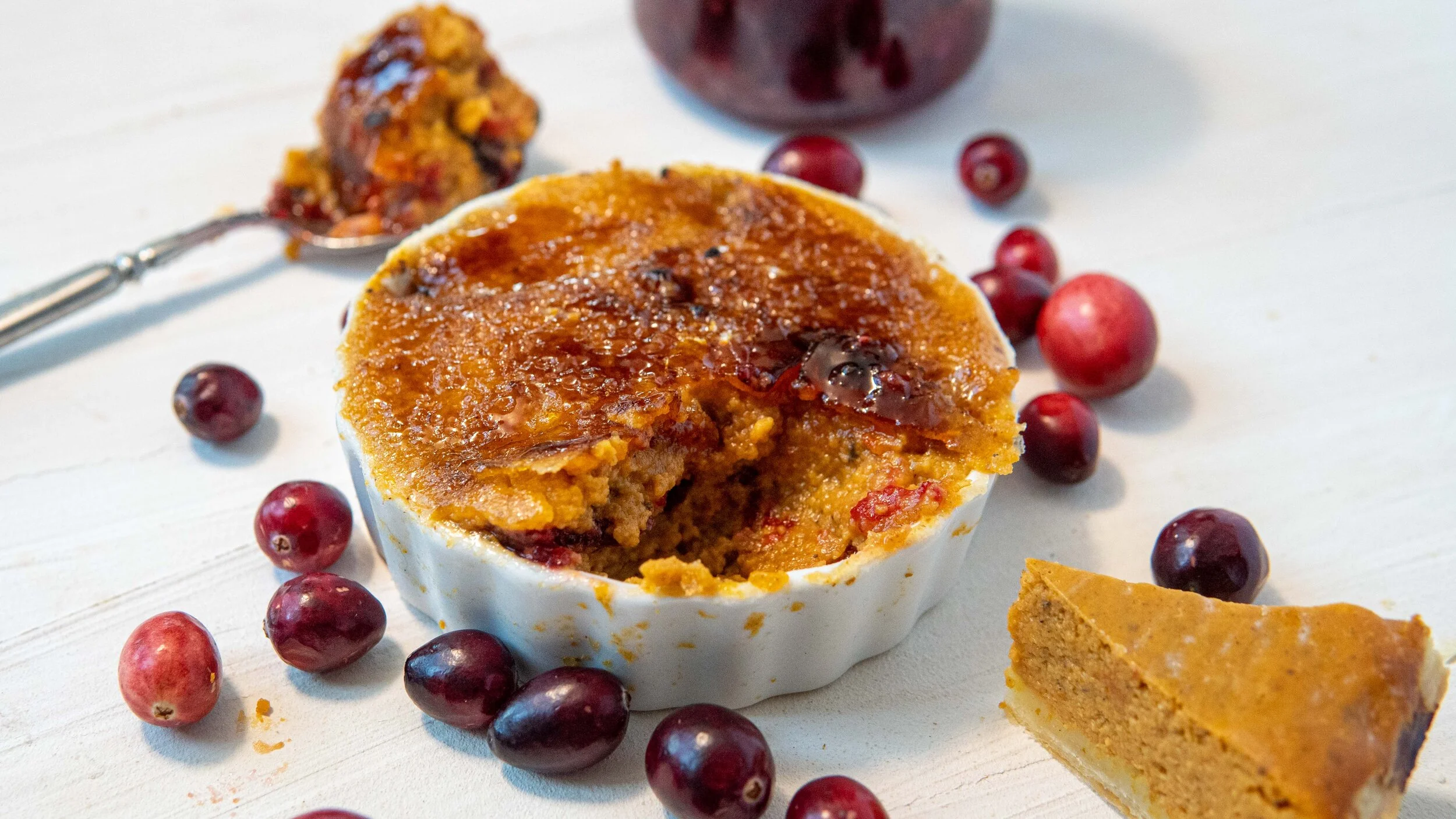 Leftover Pumpkin Pie Cranberry Brulee