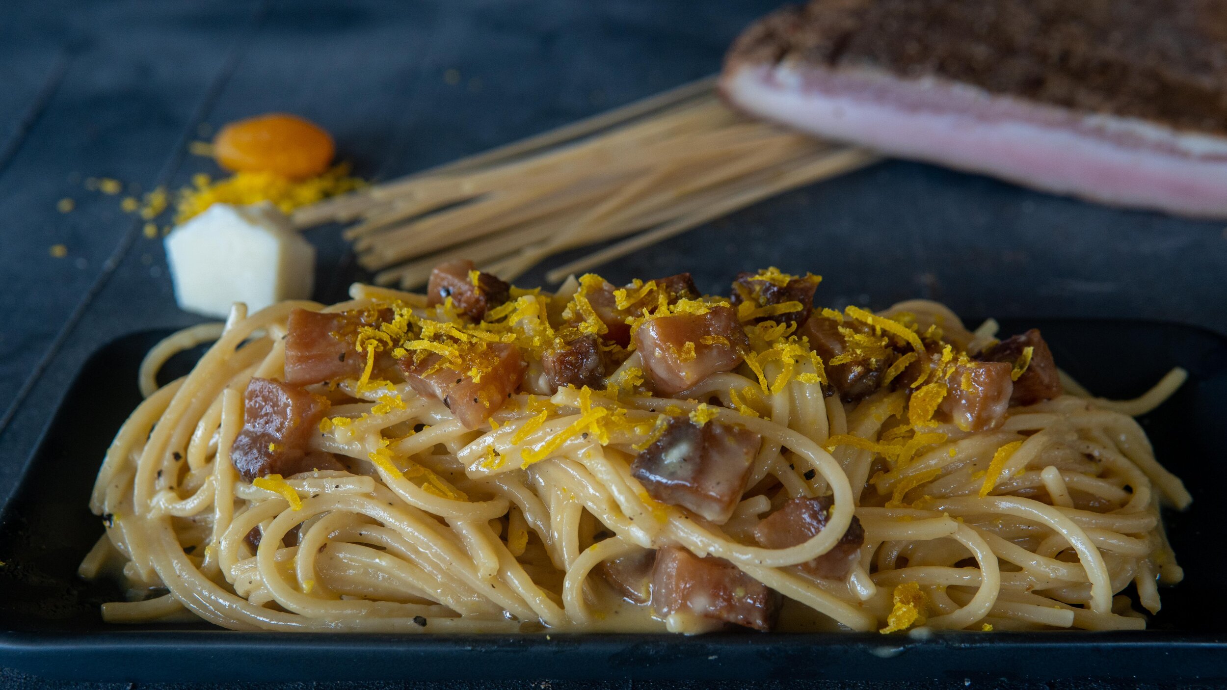 Carbonara with Cured Egg Yolk