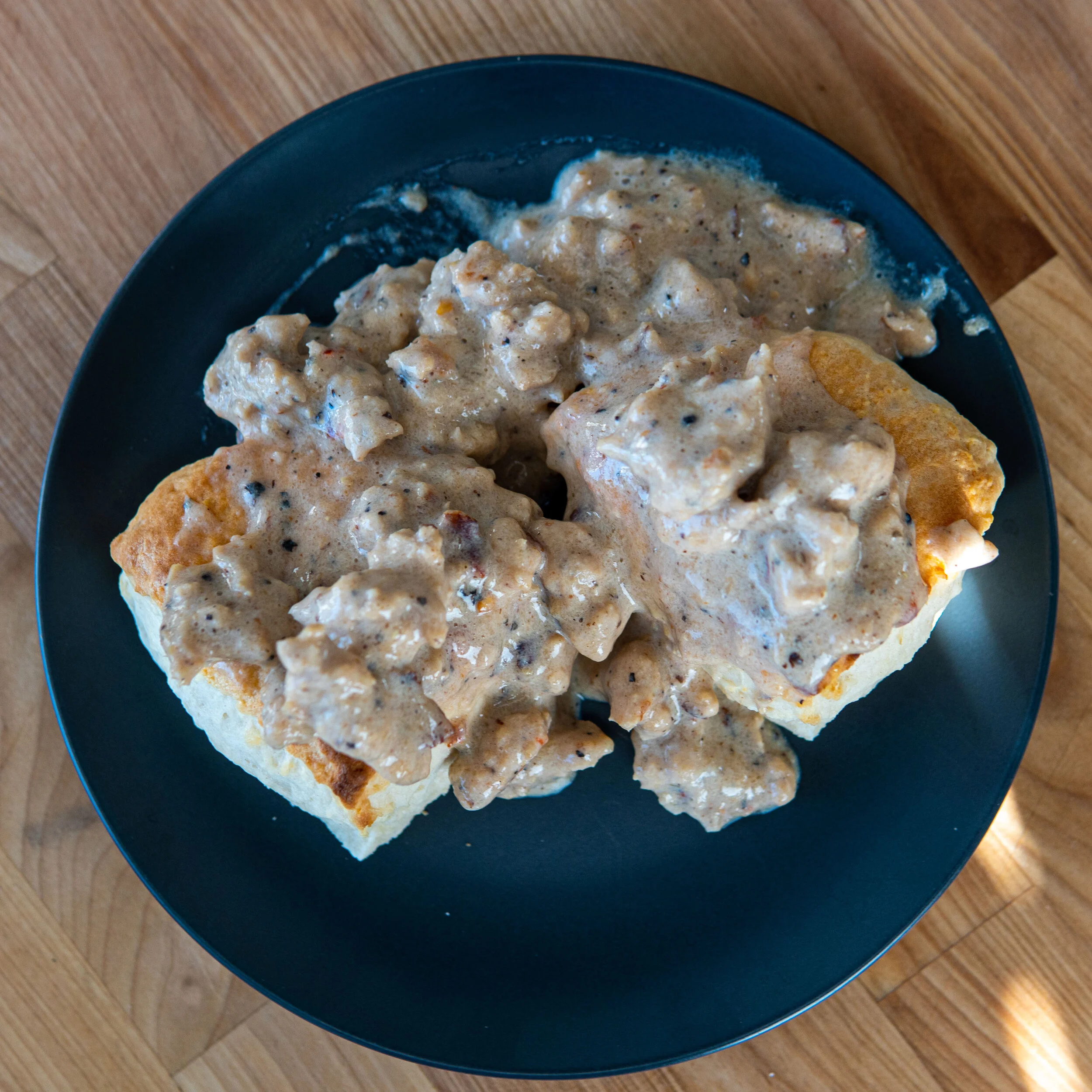Lower Cal Sausage Gravy & Biscuits — Ethan