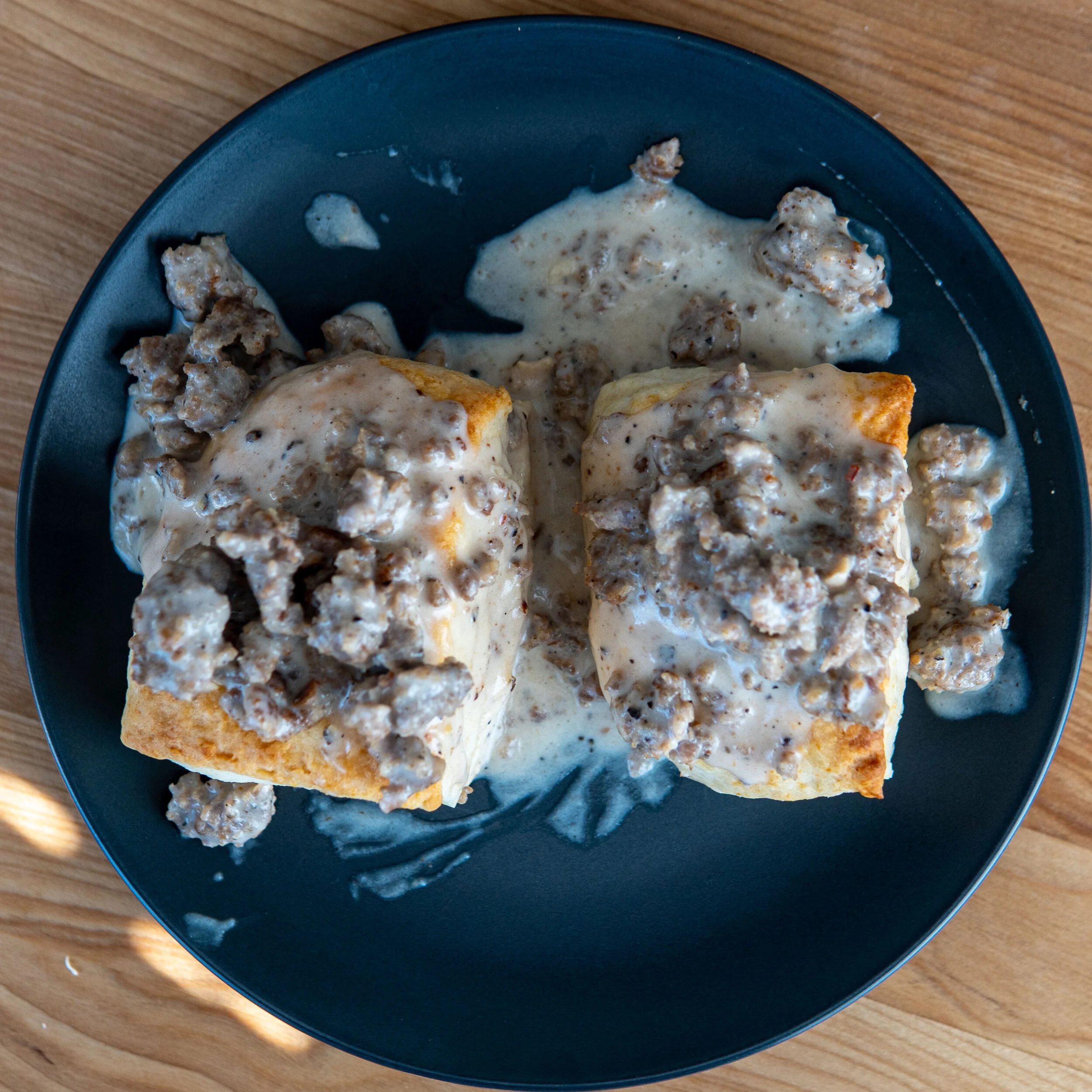 Lower Cal Sausage Gravy & Biscuits — Ethan