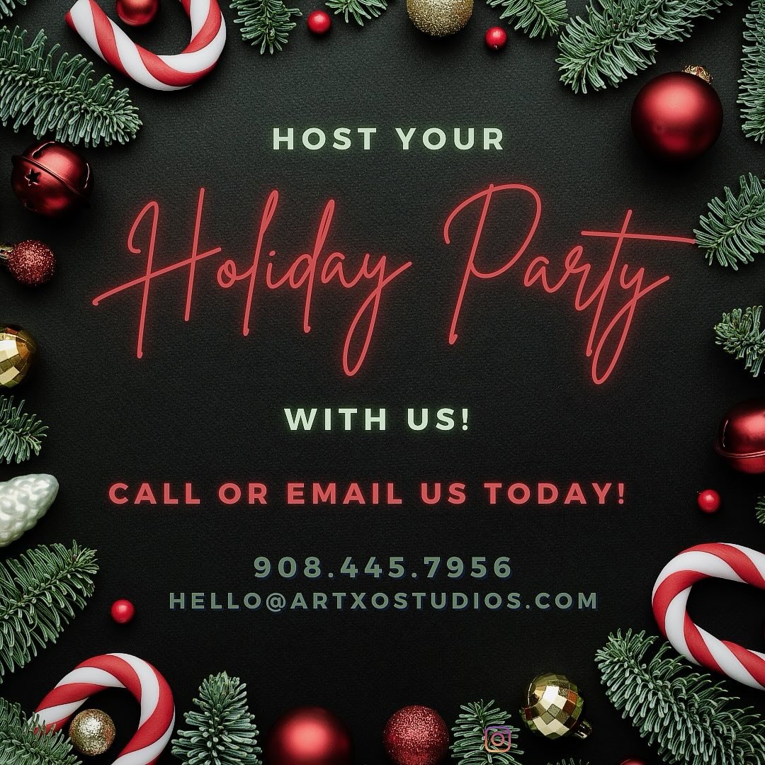 Host your Company or Organization party with us! Come to US or we can come to you! Paint, Pour + Karaoke! 
 Call Us @ 908.445.6956 or email us at hello@artxostudios.com
