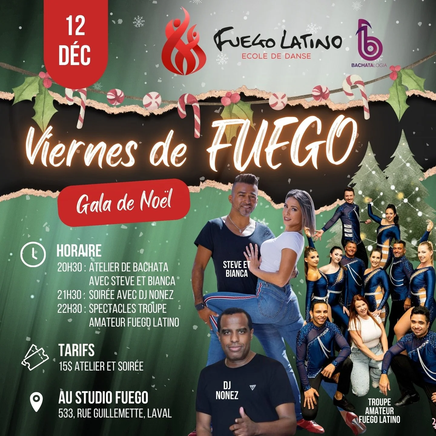 🔥❤️ VIERNES DE FUEGO &ndash; GALA DE NO&Euml;L ❤️🔥
Le 12 d&eacute;cembre&hellip; pr&eacute;pare-toi &agrave; une soir&eacute;e qui va te faire vibrer.

Cette fois, on ne parle pas juste d&rsquo;une f&ecirc;te&hellip;
On parle d&rsquo;une ambiance s