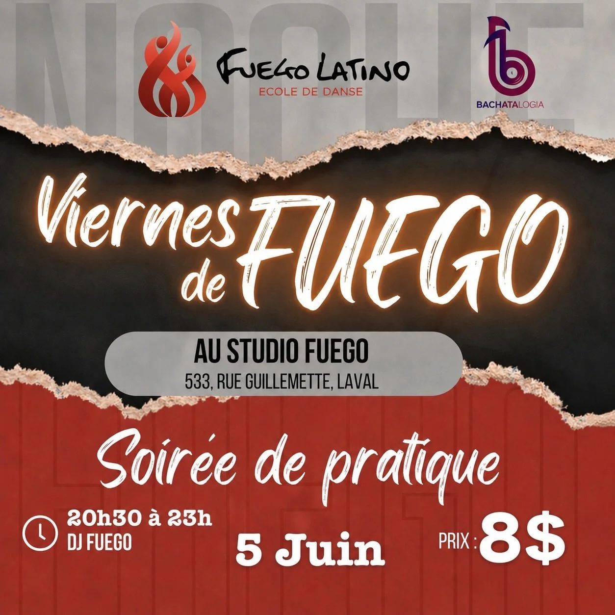 🔥 VENDREDI DE FUEGO &ndash; 5 JUIN 🔥

La semaine est termin&eacute;e&hellip; il est temps de te faire plaisir. 💃🕺

Ce vendredi, viens pratiquer, socialiser et danser dans une ambiance chaleureuse et conviviale au Studio Fuego. Que tu sois d&eacut