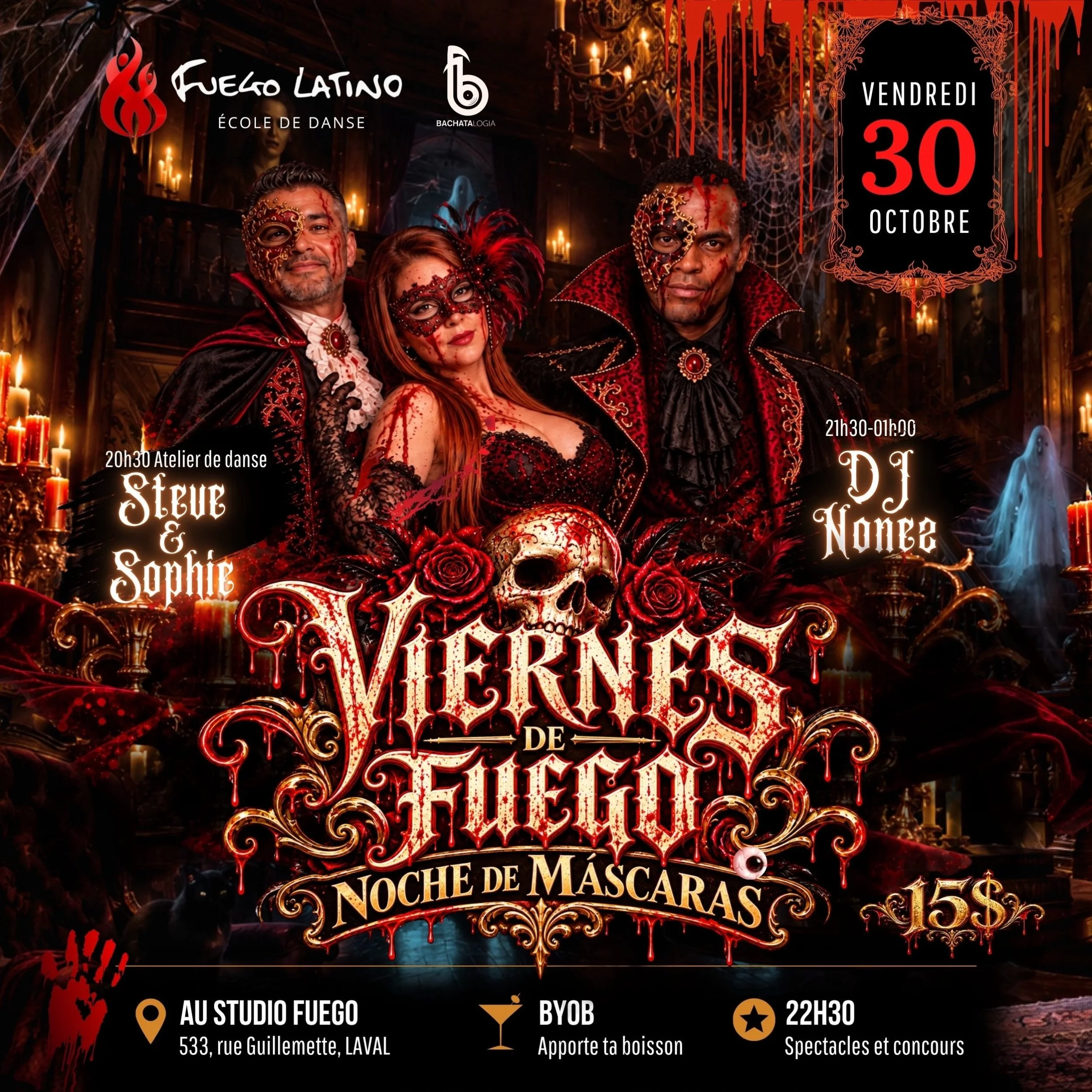 🔥🎭 VIERNES DE FUEGO &mdash; NOCHE DE M&Aacute;SCARAS 🎭🔥
🩸 &Eacute;DITION HALLOWEEN | VENDREDI 30 OCTOBRE 🩸

Une nuit o&ugrave; les visages se cachent&hellip; mais o&ugrave; la danse ne ment pas. 👹🔥

🎭 20H30 &mdash; ATELIER DANSE
💃 Steve &am
