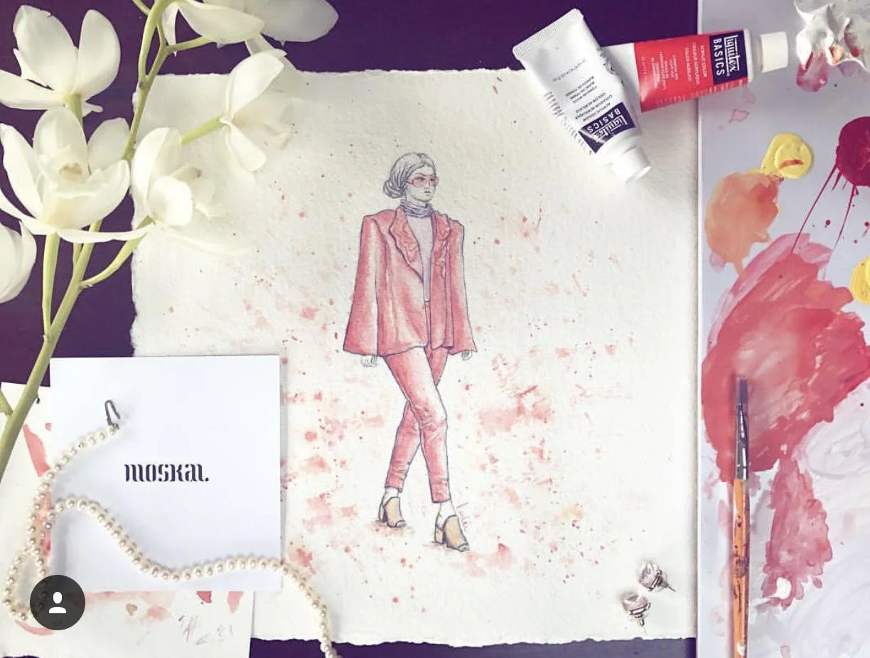 Fashion Illustration: acrylics on watercolour paper