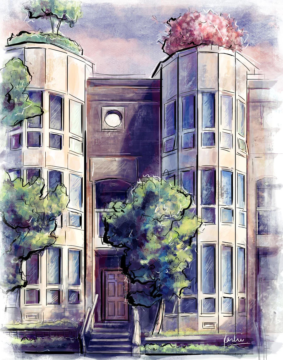 Portrait of a Townhouse: custom commissioned artwork - mixed media