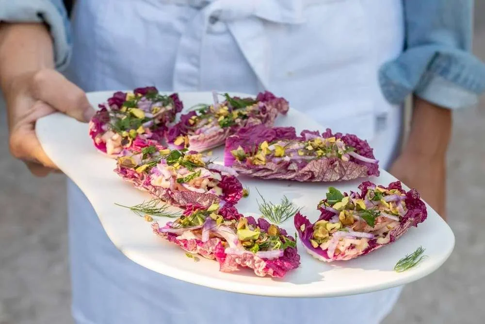 purple napa cabbage appetizer close up