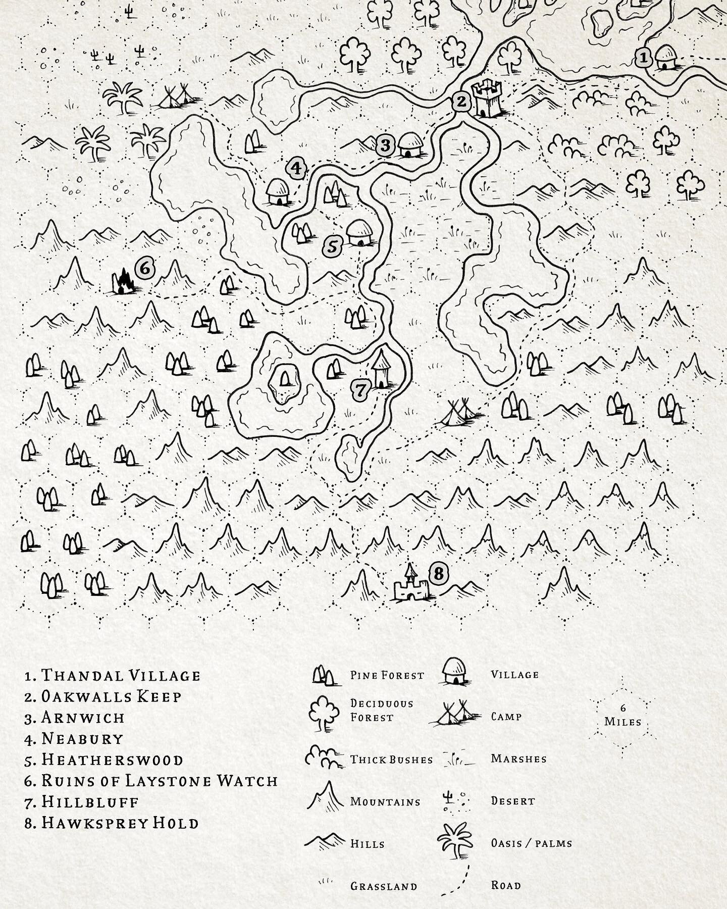Cheeky little hex map, it&rsquo;s on Patreon if you want to grab a copy. There&rsquo;s a customisable version too.

#rpgmap #hexmap #hex #rpg #dnd #dndmap #tabletop #fantasy #fantasymap #handdrawn #mapmaking #mapdrawing #worldbuilding #modulemap