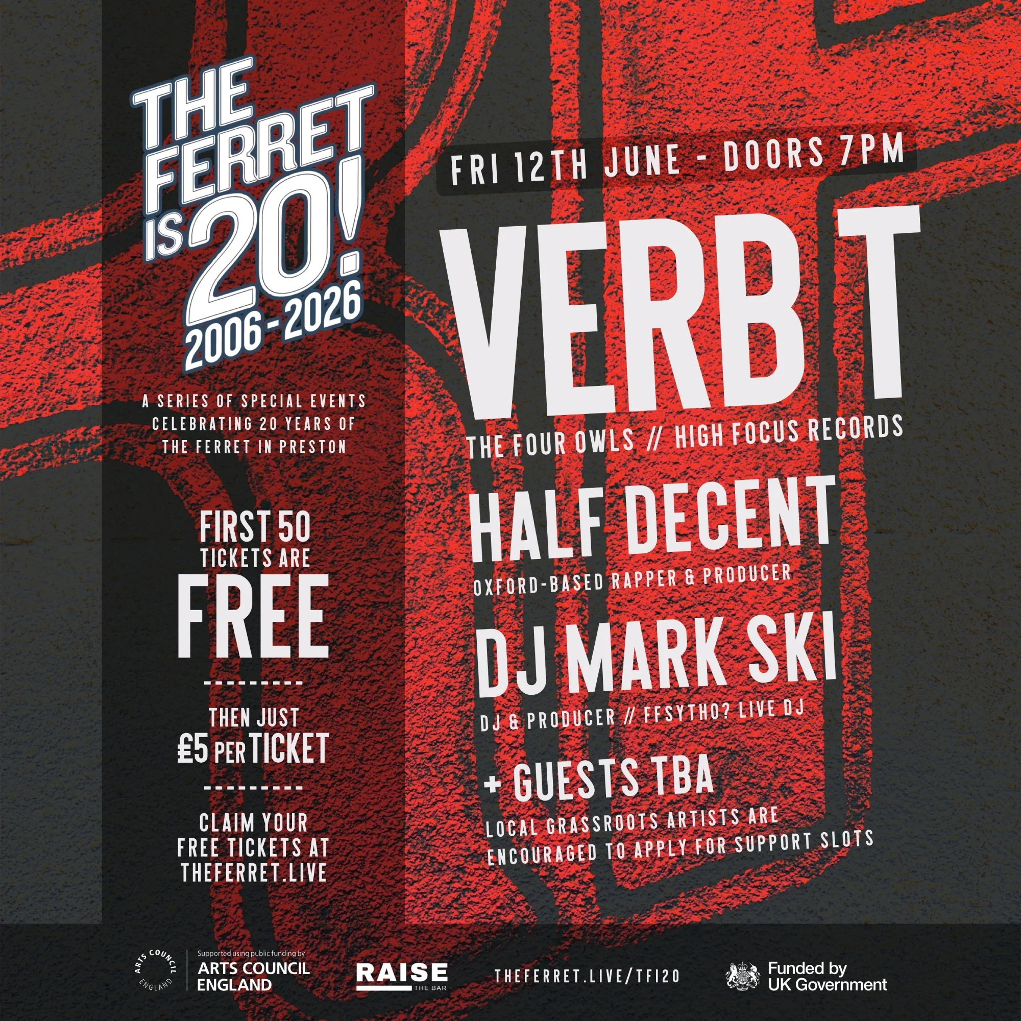 VERB T (The Four Owls) + guests - THE FERRET is 20! UK Hiphop Special