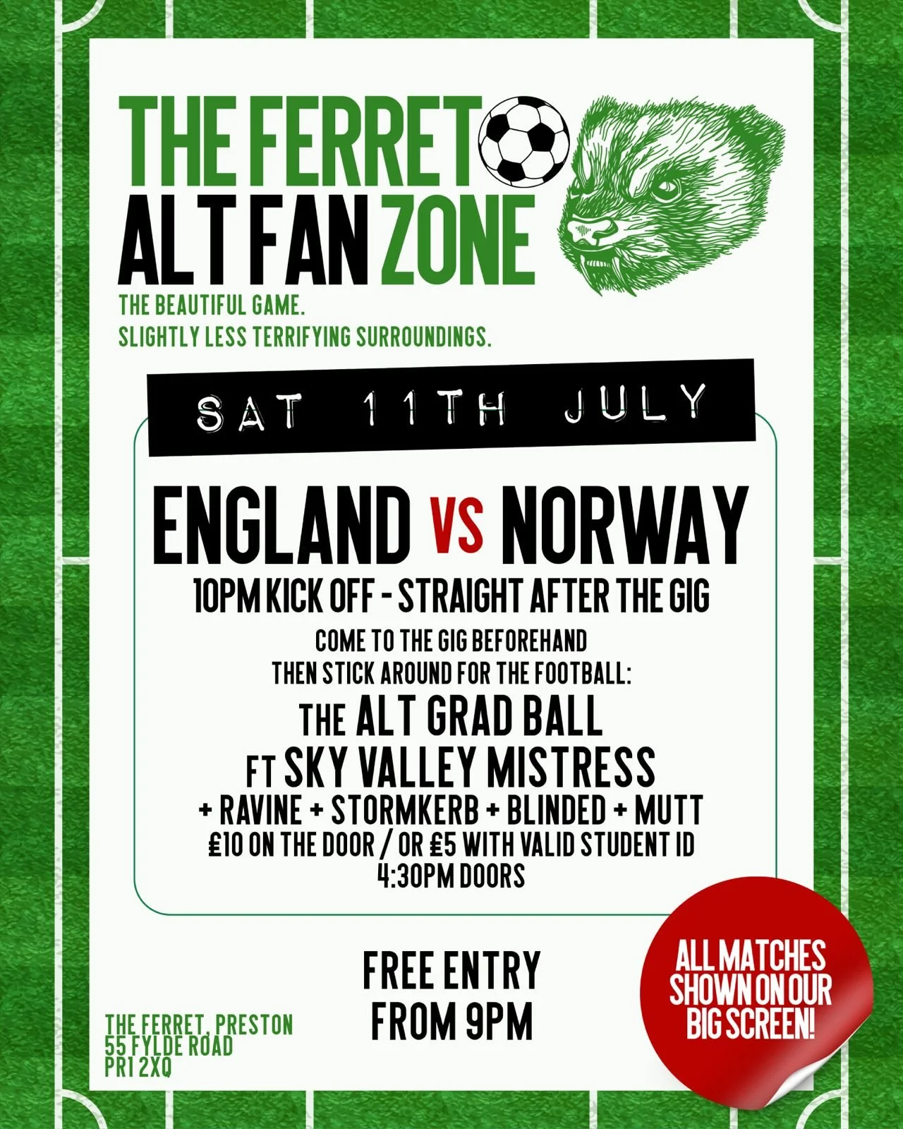 ⚽️THE FERRET ALT FAN ZONE⚽️ - England V norway