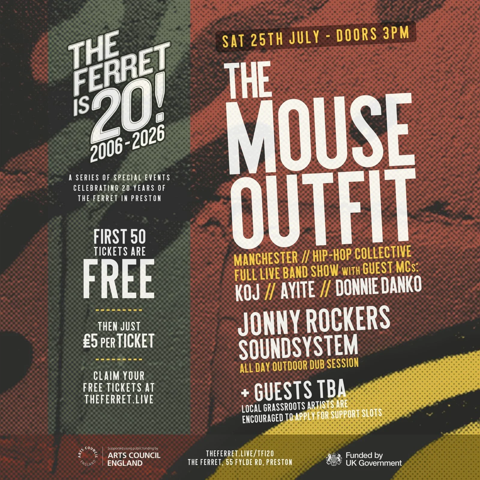 THE MOUSE OUTFIT + Jonny Rockers Soundsystem + Guests // The Ferret is 20!