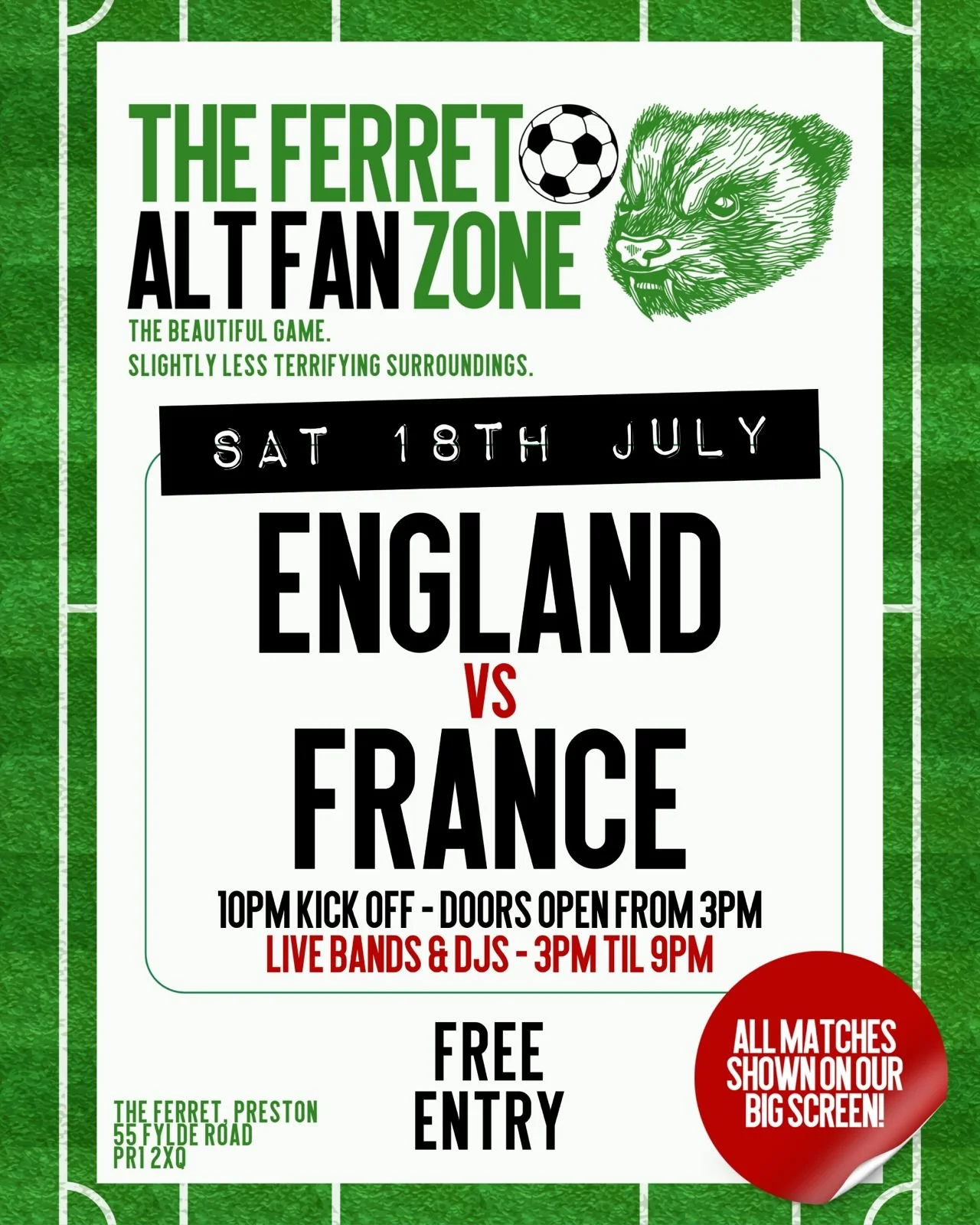 ⚽️THE FERRET ALT FAN ZONE⚽️ - England V FRANCE