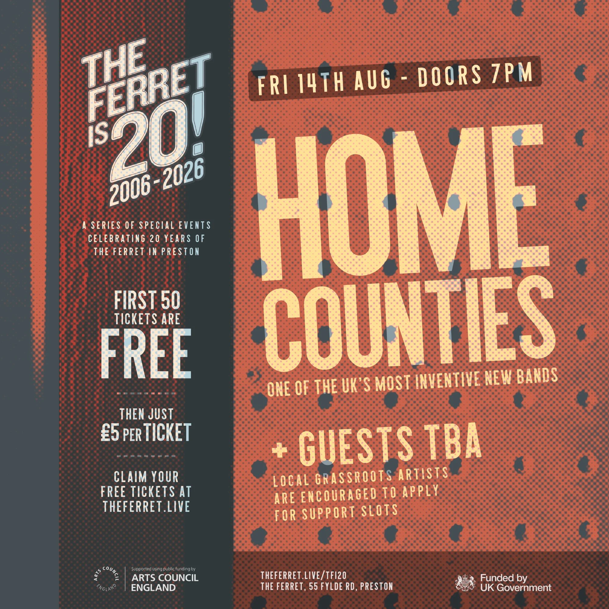 HOME COUNTIES + Guests // The Ferret is 20!