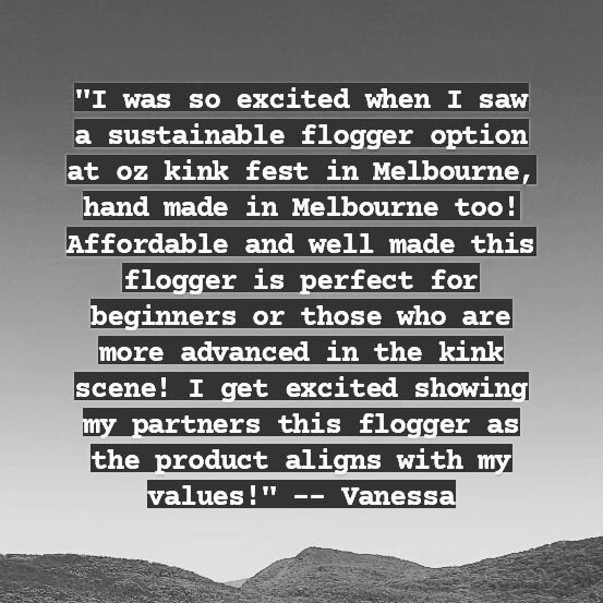 thanks for the cute ah review &lt;3 &lt;3 &lt;3

#reviewme #feedback #vegankink #veganfloggers #upcycledkink #praiseme #bdsm #queerbusiness #handmade #kink #flogger #impactplay #sustainablekink