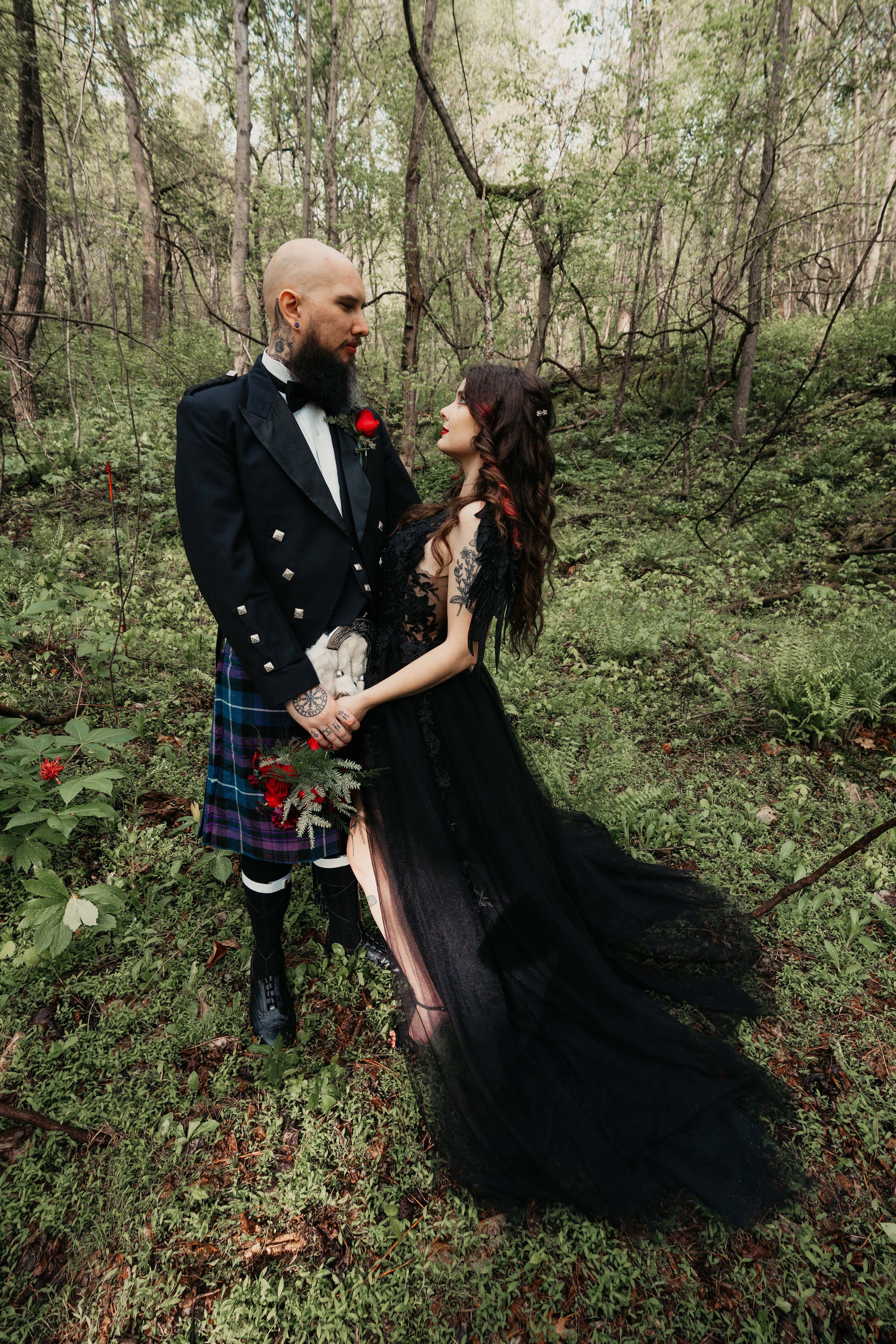 Unique untraditional wedding dress, bold black wedding gown for October wedding, goth wedding ideas 